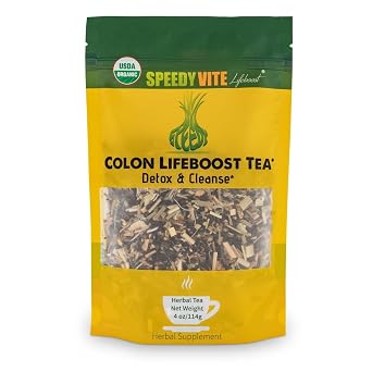 SpeedyVite Colon LifeBoost Tea Detox and Cleanse - Organic Puer Tea with Ginger, Lemongrass - for Increased Colon Health and Function