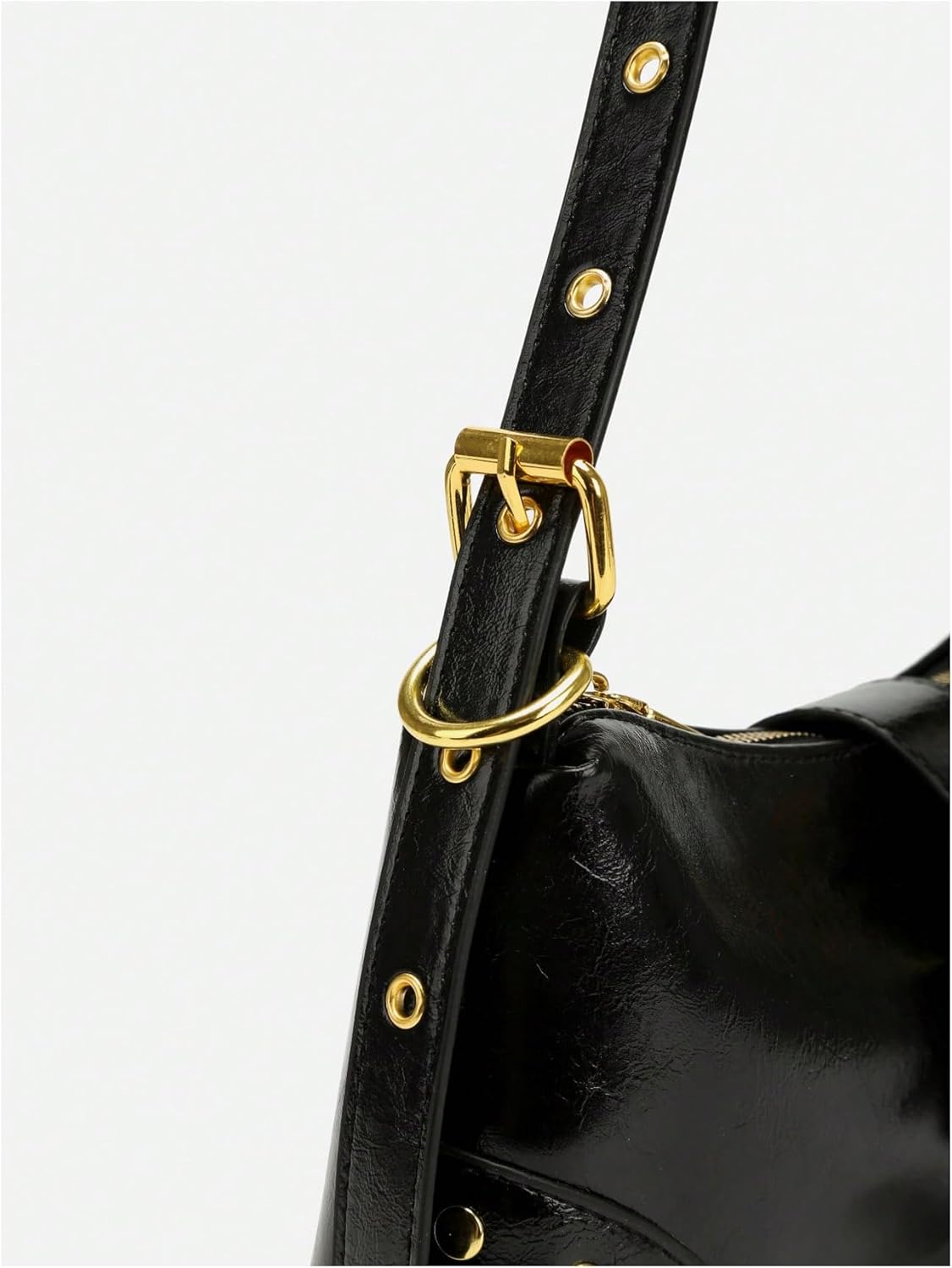 MakeMeChic Women's Faux Leather Buckle Shoulder Bag Top Handle Studded Purse Underarm Handbag - Image 2