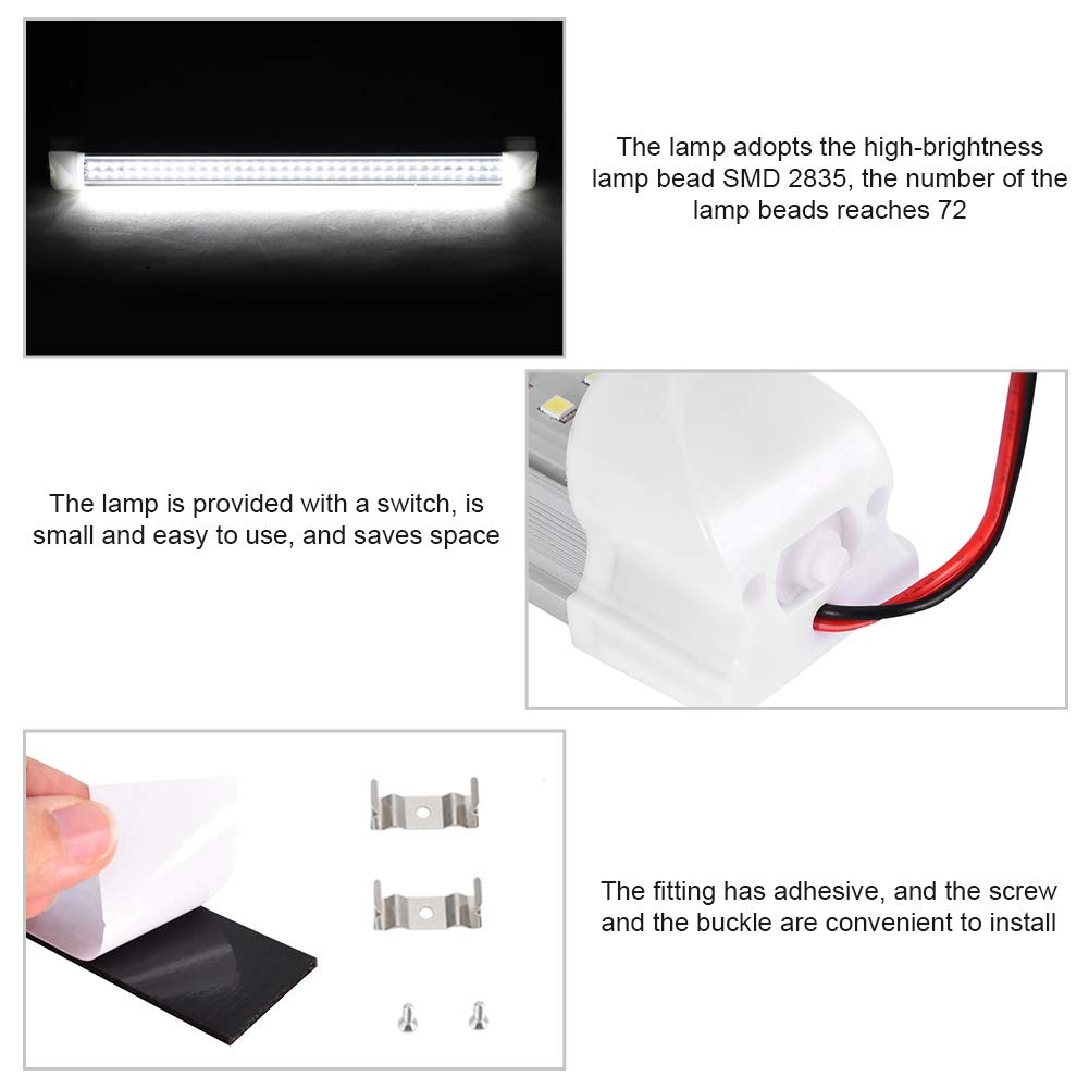 72LED Interior Light Bar, Aluminium PC Ultra Thin Universal Strip Light with ON/OFF Switch - Image 4