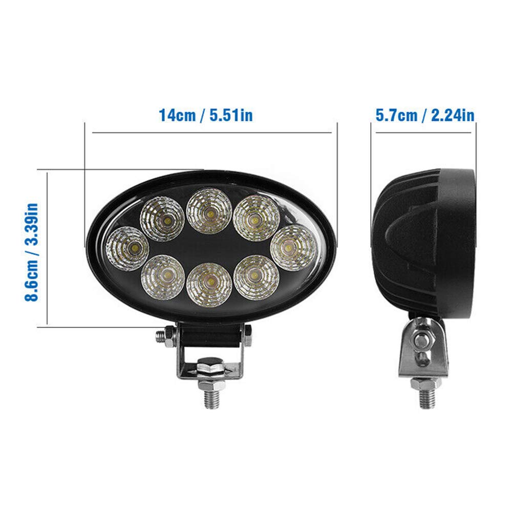 Faretto da lavoro da 24 W antiurto LED 6000 K Fendinebbia da 5 pollici Lampada da lavoro ovale per trattori fuoristrada Fascio di inondazione 12 V 24 V 1 paio
