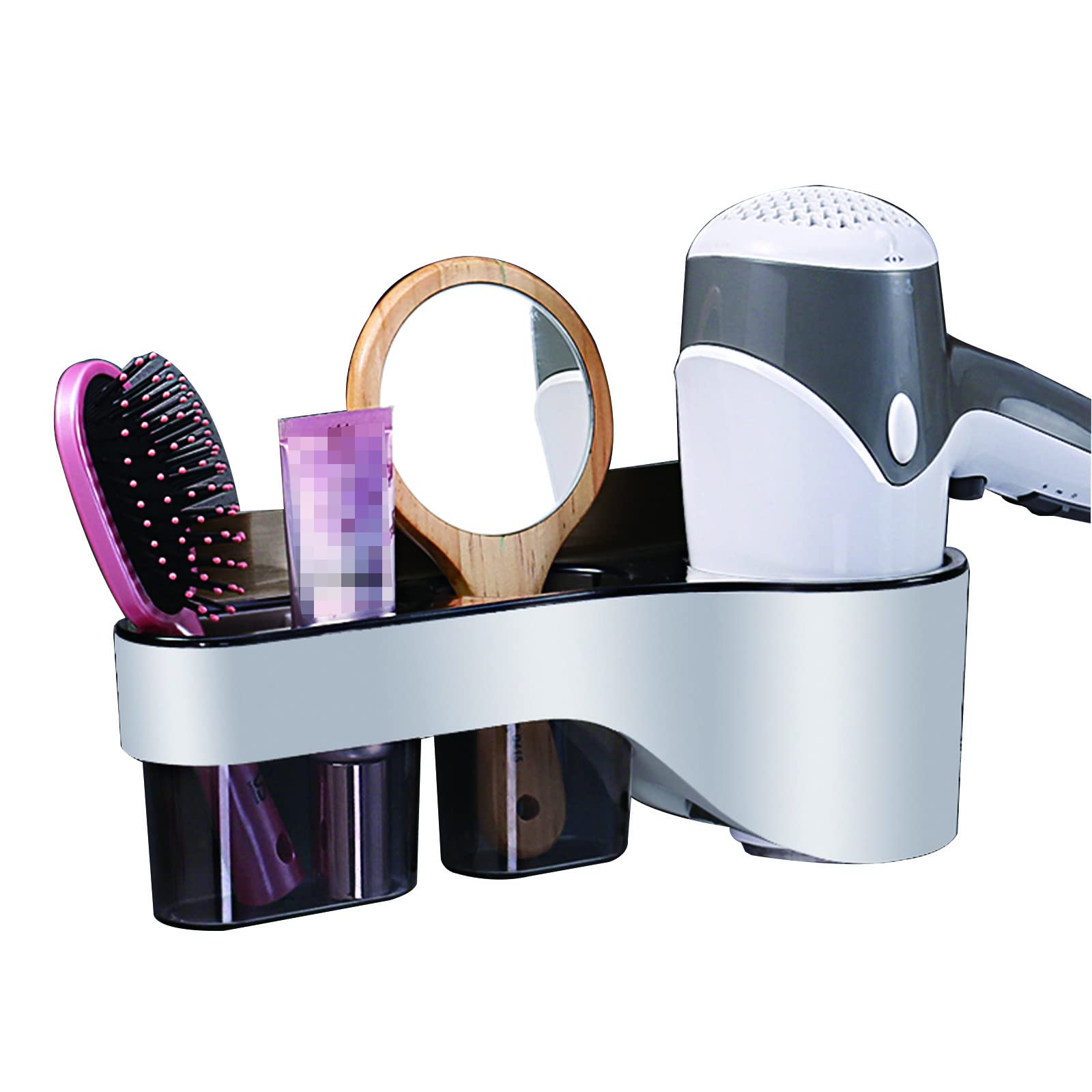 Soporte para secador de pelo, soporte montado en la pared, colgador, organizador de plancha, almacenamiento por soplado con contenedor de almacenamiento para baño, soporte profesional para secador de