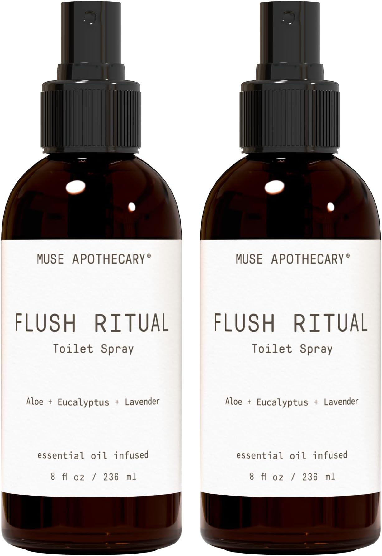 Muse Apothecary Flush Ritual - Aromatic & Refreshing Toilet Spray, Use Before You Go, 8 oz, Infused with Natural Essential Oils - Aloe + Eucalyptus + Lavender, 2 Pack
