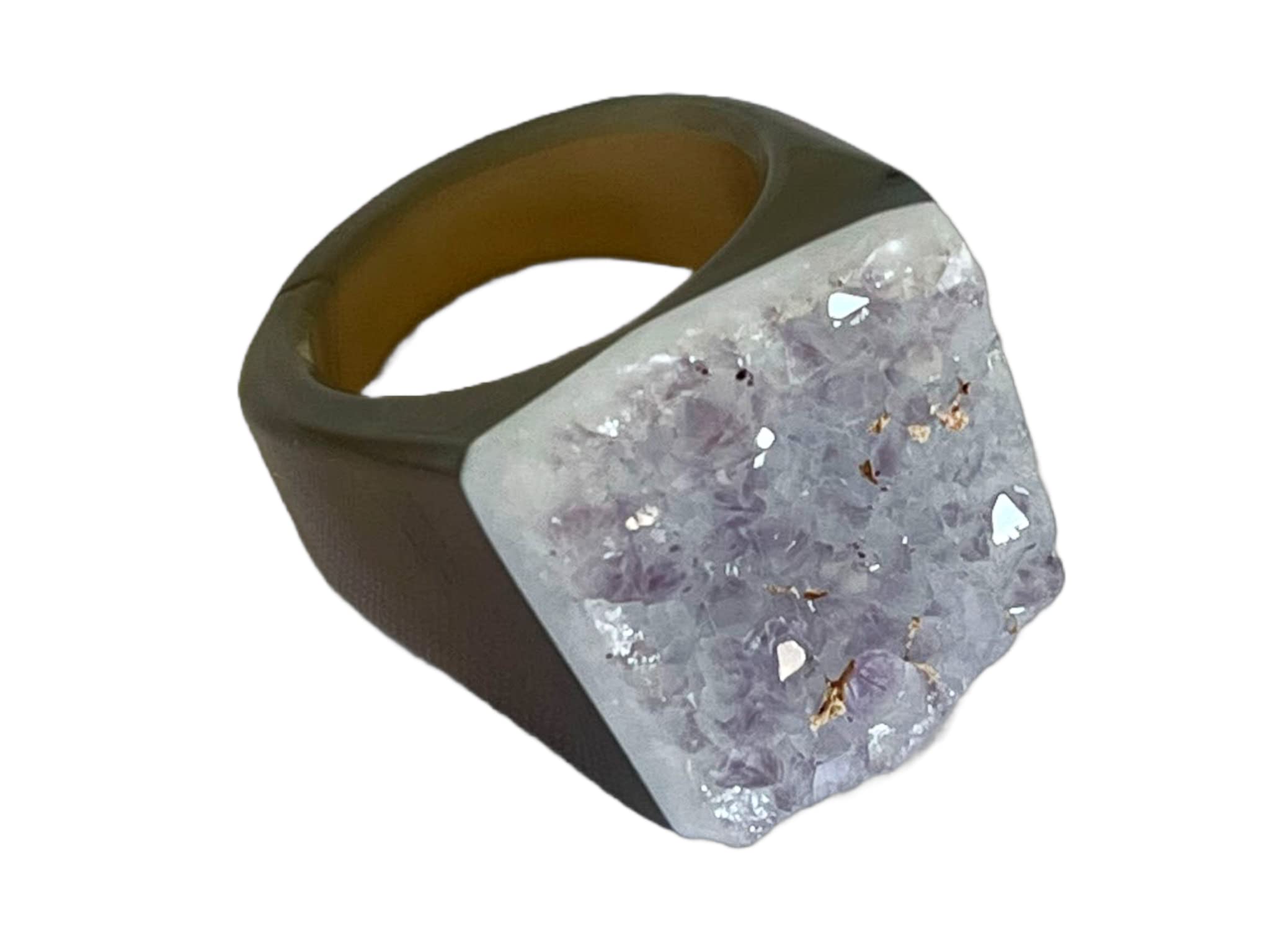 Carved Agate Druzy Ring size 8.25