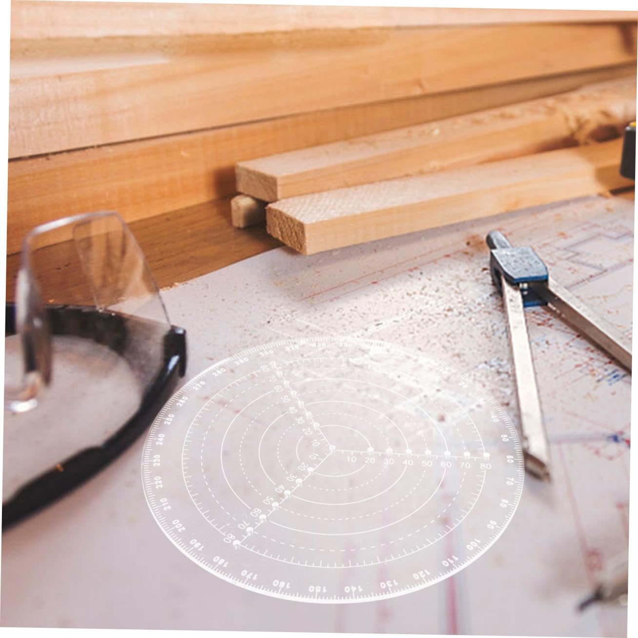 Gadpiparty Gabarit de Centrage Circulaire Grand Format en Acrylique Transparent Pointe en Acier Inoxydable, Outil de Dessin Précis pour Travail du Bois et Marquage, Règle de Centrage