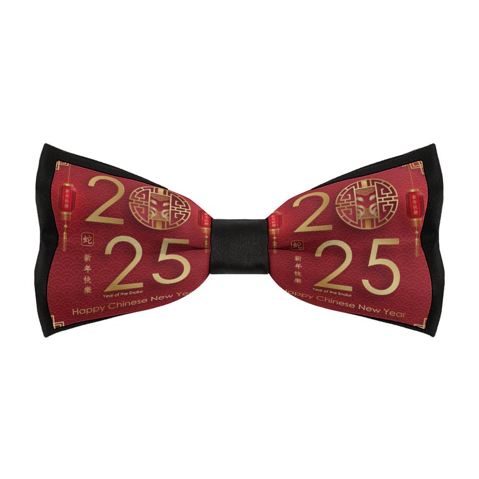 JYYAU Year Of The Snake 2025 Happy Chinese New Year 2025 Bow Tie Adjustable Necktie For Men Business Fashion Pre-tied Tie Neckwear Novelty Accessory For Weddings Party Festival