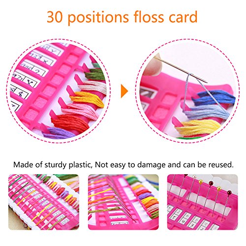 Image of Pssopp Floss Organizer Embroidery, Cross Stitch Tool 30 Position Cross Stitch Needles Holder Thread Organizer Sewing Tools Embroidery Thread Organizers Shelf (Rose)