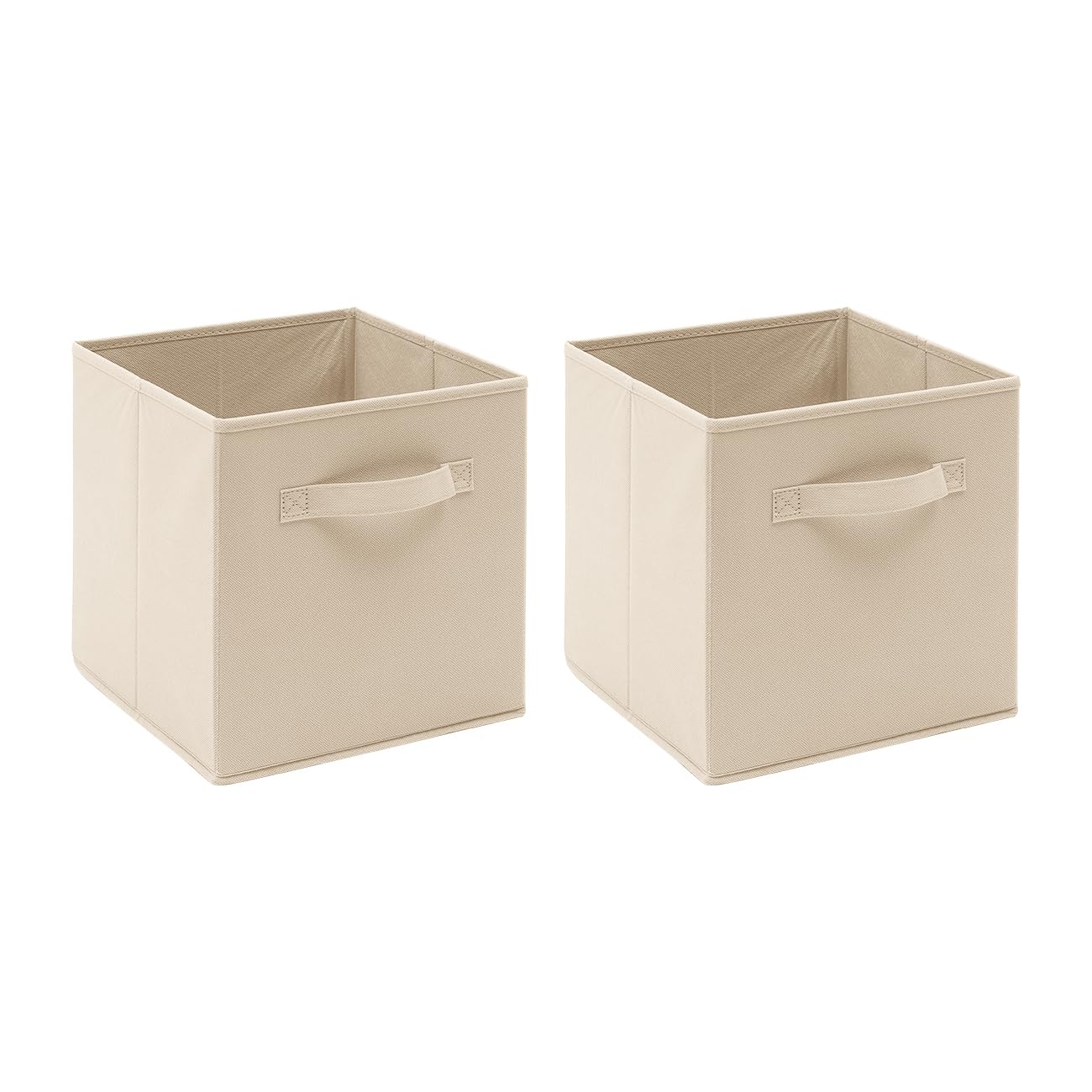 BonChoice Foldable Storage Cubes Boxes with Handle for Home Organization, Fabric Wardrobe Storage Box Organizer Basket Bins for Clothes Toys Towels, Collapsible&Durable (2, Beige) — image 1