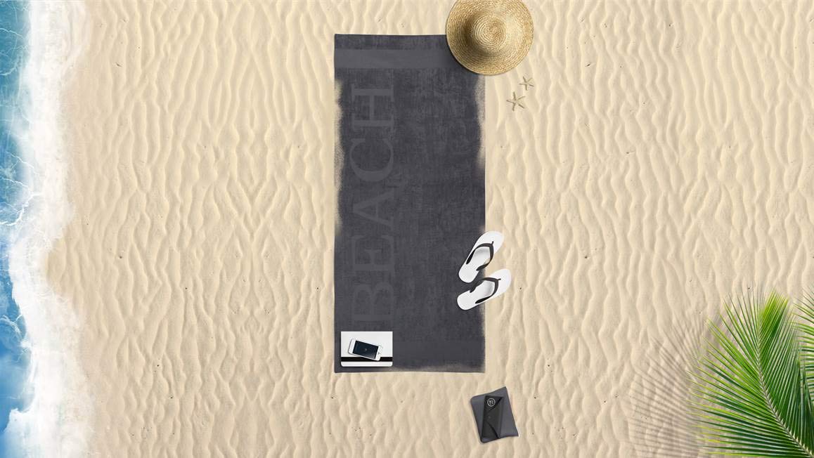 Lucca Serviette de Plage en Tissu éponge Gris 100 x 200 cm, 55413