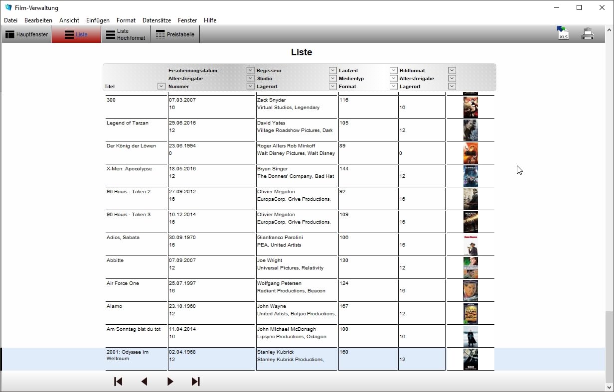 GS Film-Verwaltung - DVD-Verwaltung - Software zur Verwaltung Ihrer DVD-Sammlung - Datenbank Programm zur DVD-Verwaltung