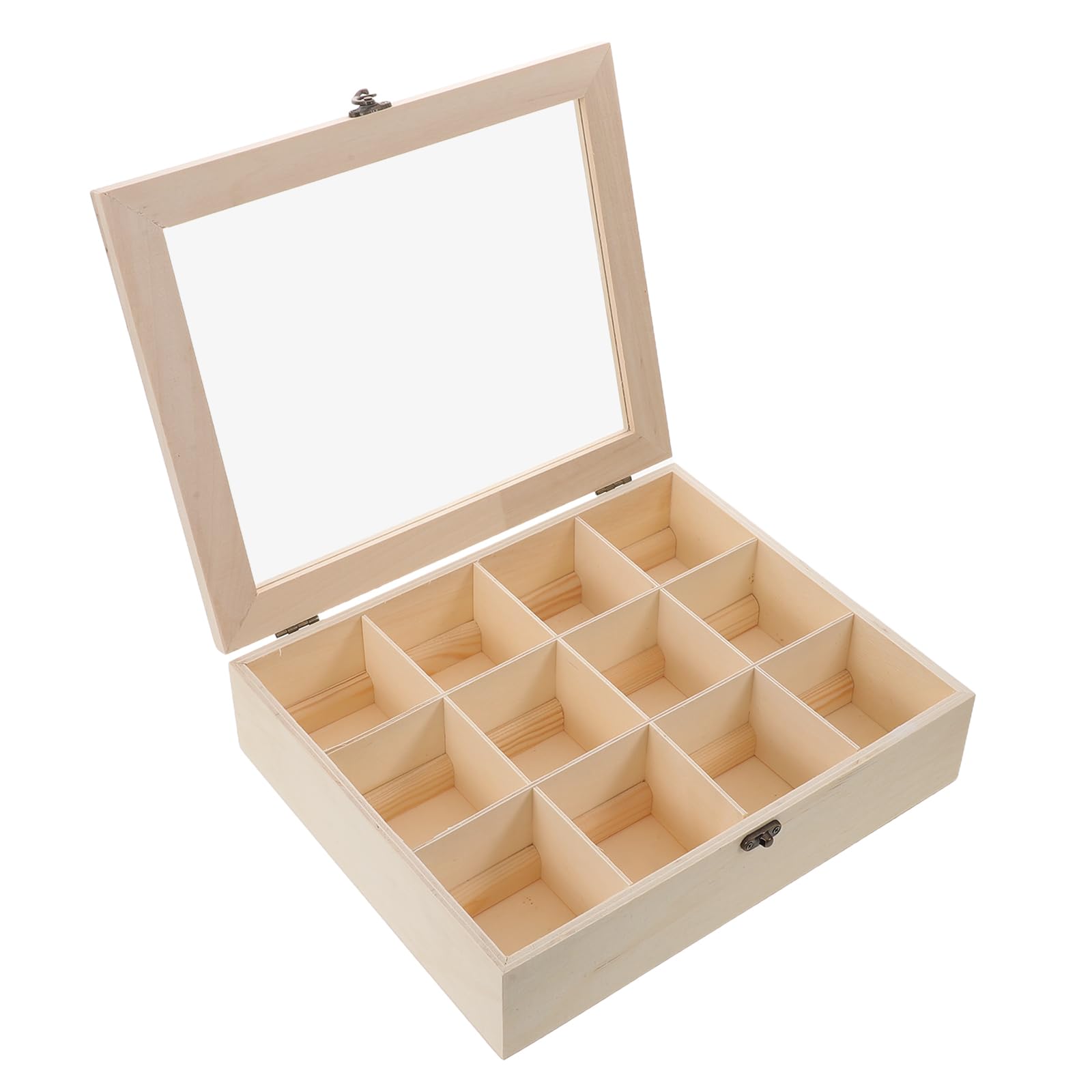 TEHAUX Contenedor Organizador de Bolas de Secadora de Madera con Tapa, Caja Dispensadora Transparente para Lavandería, 30 X 30 X 5 Cm, Almacenamiento para Bolas de Secadora y Accesorios