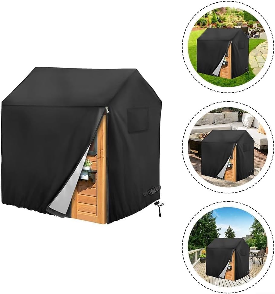 Outdoor Kids Playhouse Cover - 420D Oxford Cloth Protective Cover for Play Tents Waterproof & UV Resistant - 145x145x160cm (Black) - Image 4