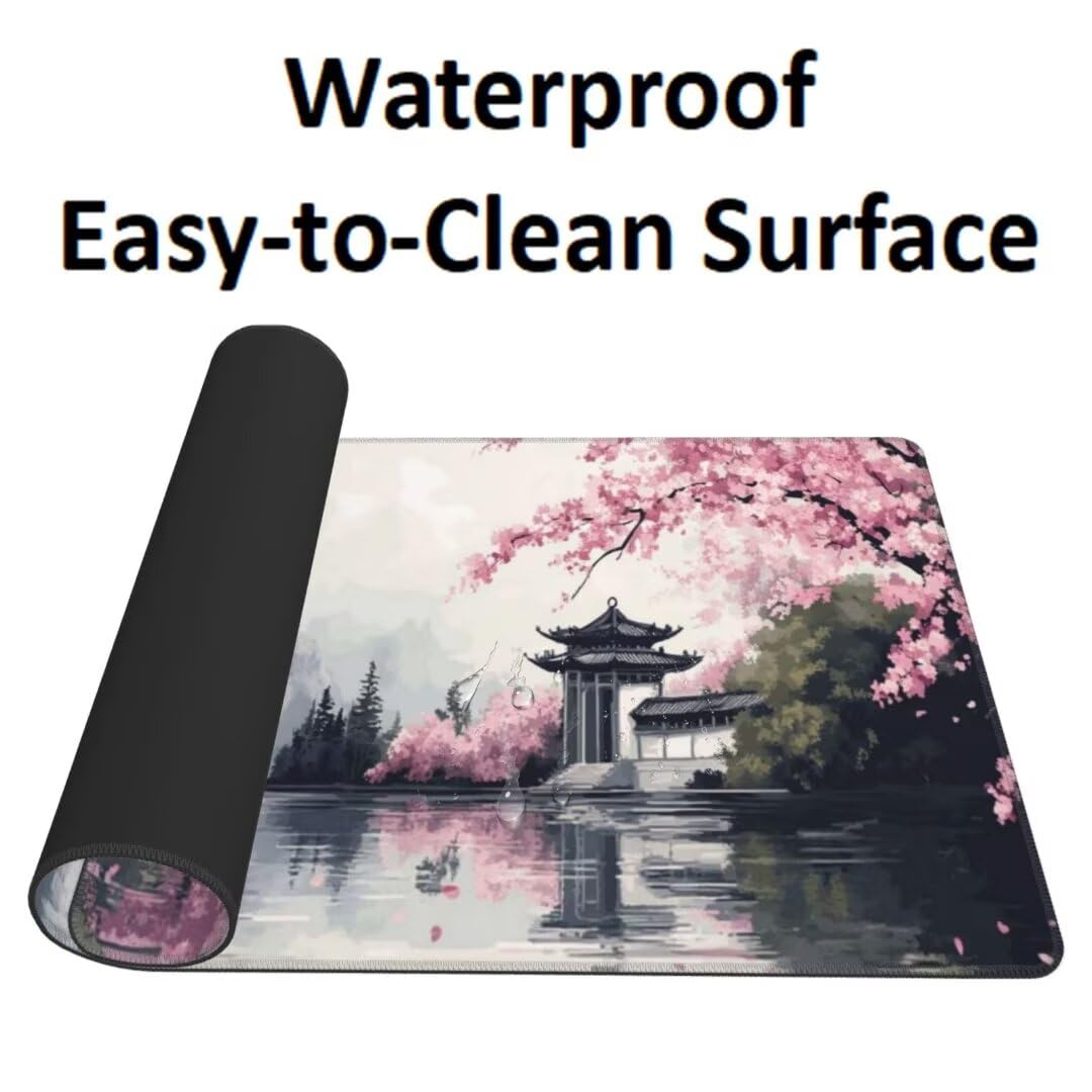 Japanisch Mauspad 1600 x 800mm,Mousepad XXL Schreibtischunterlage Landschaft Mouse Pad,Wasserdicht und Rutschfest Gaming Mauspad,Verbessert Präzision,Gaming-Mauspads für Pc und Gaming Zubehör qw177
