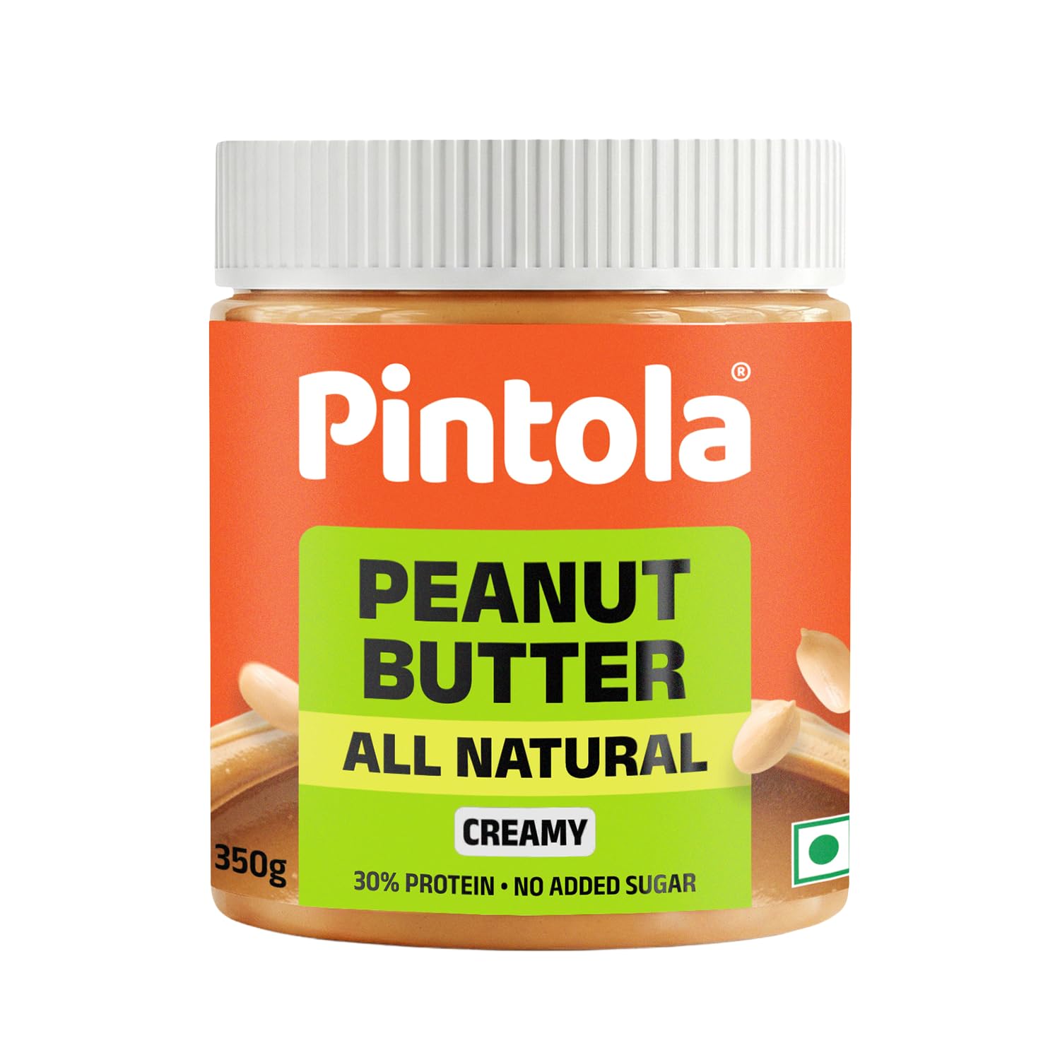 Pintola Beurre d'arachide tout naturel (crémeux) | non sucré | 30g Protéines | Sans OGM | Sans gluten | Sans cholestérol (350g)