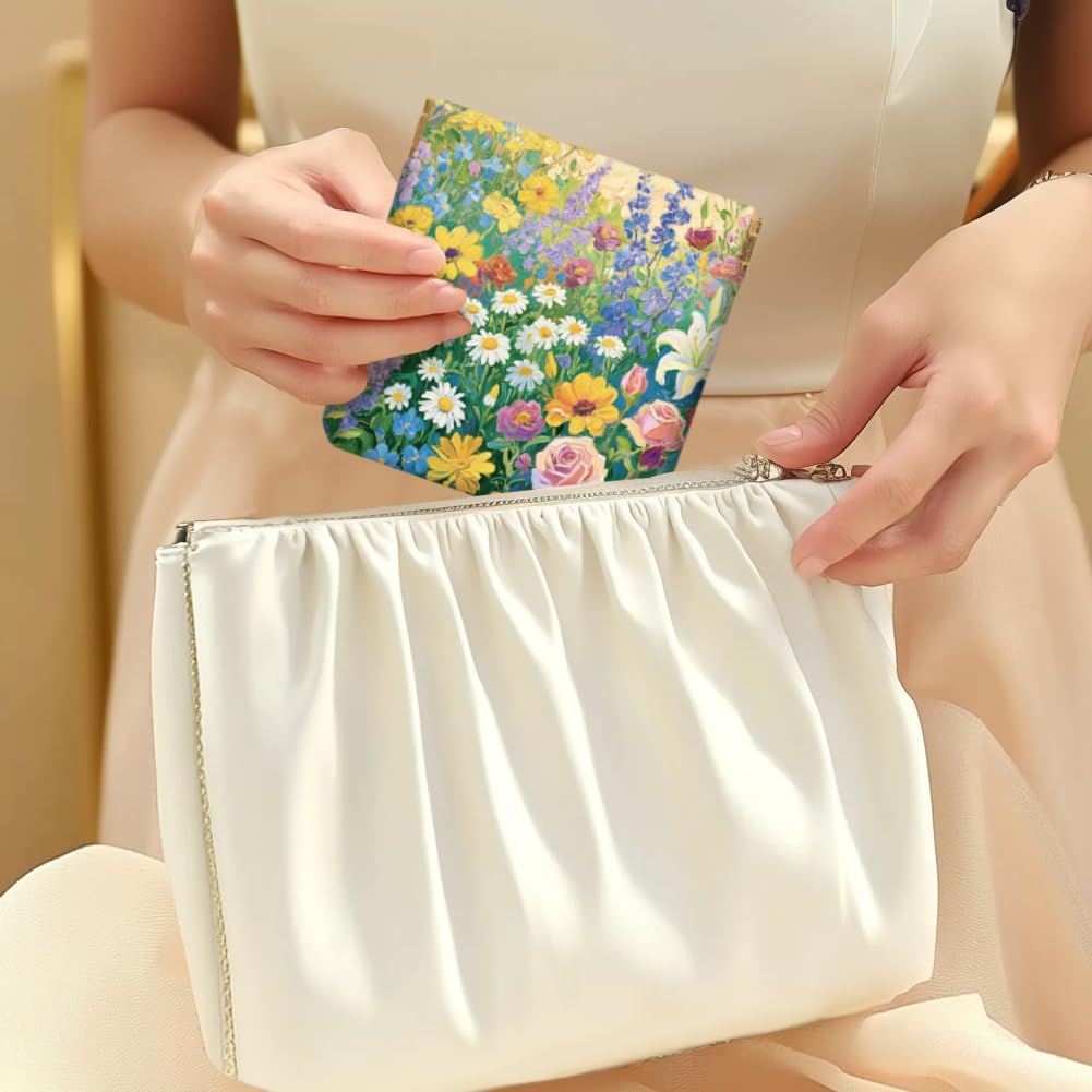 Peacoblue 4Pcs Small Leather Squeeze Coin Purse for Women-Oil Painting Flowers Pattern Waterproof & Durable Snap Closure Change Pouch Mini Money Wallet Bag for Adult Teen Girls Best Gift - Image 5