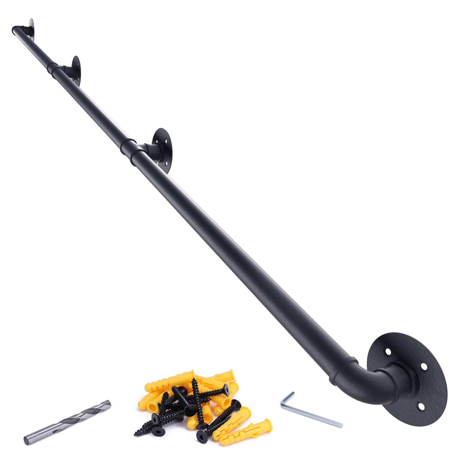 Buy Muzata 10ft Staircase Handrail Black Pipe Hand Rail Bar Foot Rail