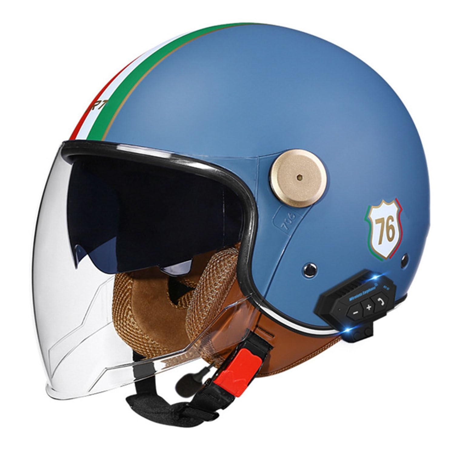 Casque jet moto bluetooth double visière répondant aux appels