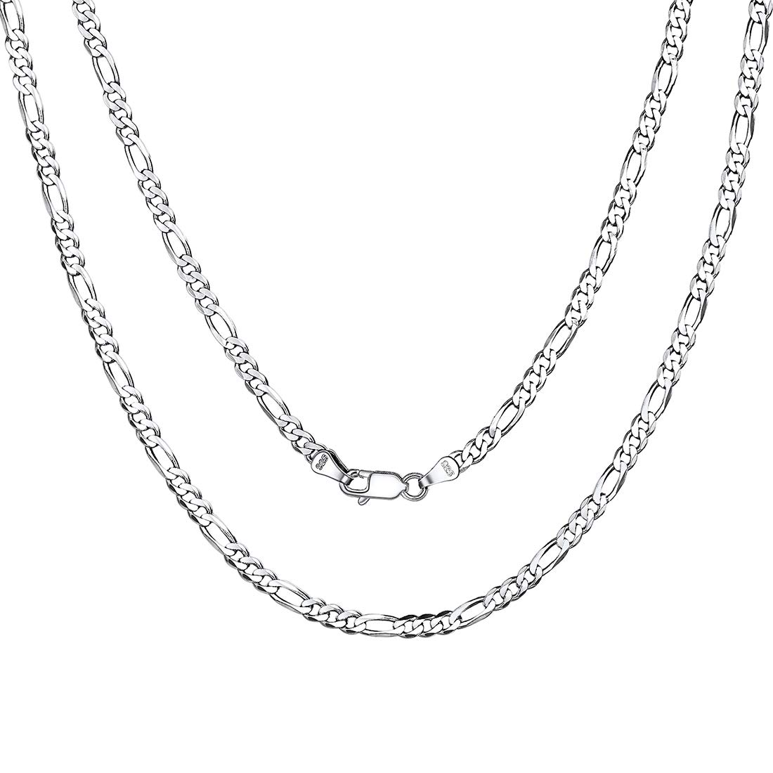 ChicSilver Collana a Catena in Argento Sterling 925 Catena Barbazzale Cubana Figaro da Uomo Donna, Collana di Ricambio per Pendente Cindolo, 45-70 cm Lungha, 3/5 mm Larga, Con Confezione