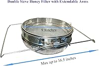 Vista 3 de Colador de miel para cubo de 5 galones de acero inoxidable doble tamiz filtro de miel para miel limpia con brazos extensibles de hasta 16.5 pulgadas