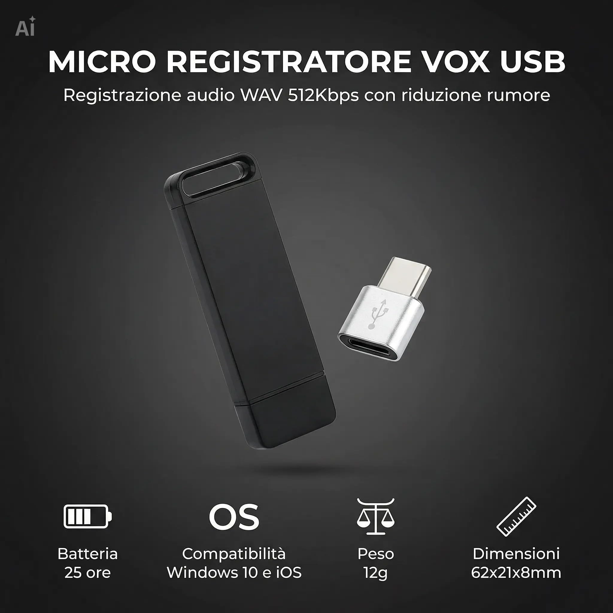 Grabadora de audio digital micro con 32 GB de memoria interna – Memoria USB micro grabadora de voz profesional con reducción de ruido, batería 25 horas