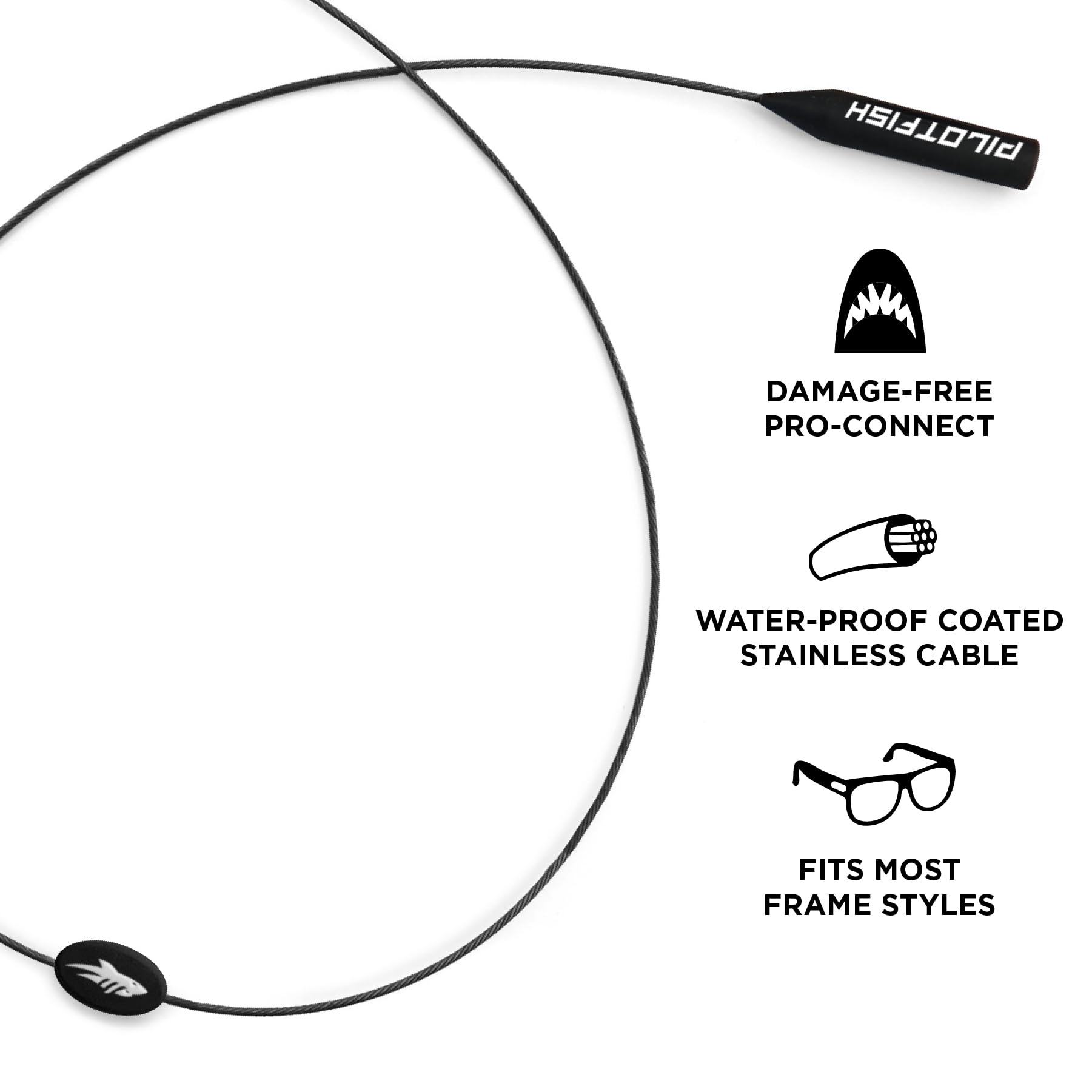 Pilotfish Correa de alambre para gafas de sol, retenedor de gafas sin cola, soporte seguro para deportes y exteriores, El original, 56 cm