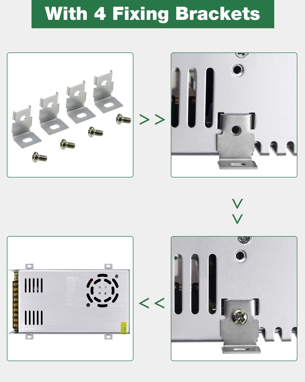 Review Product JOVNO 12V 30A Power Supply, AC 110V-220V to DC 12V 360W Universal Regulated Switching Transformer Adapter Driver for LED Strip Lights, 3D Printer, CCTV, Radio, Computer Project, with 4 Fixing Brackets