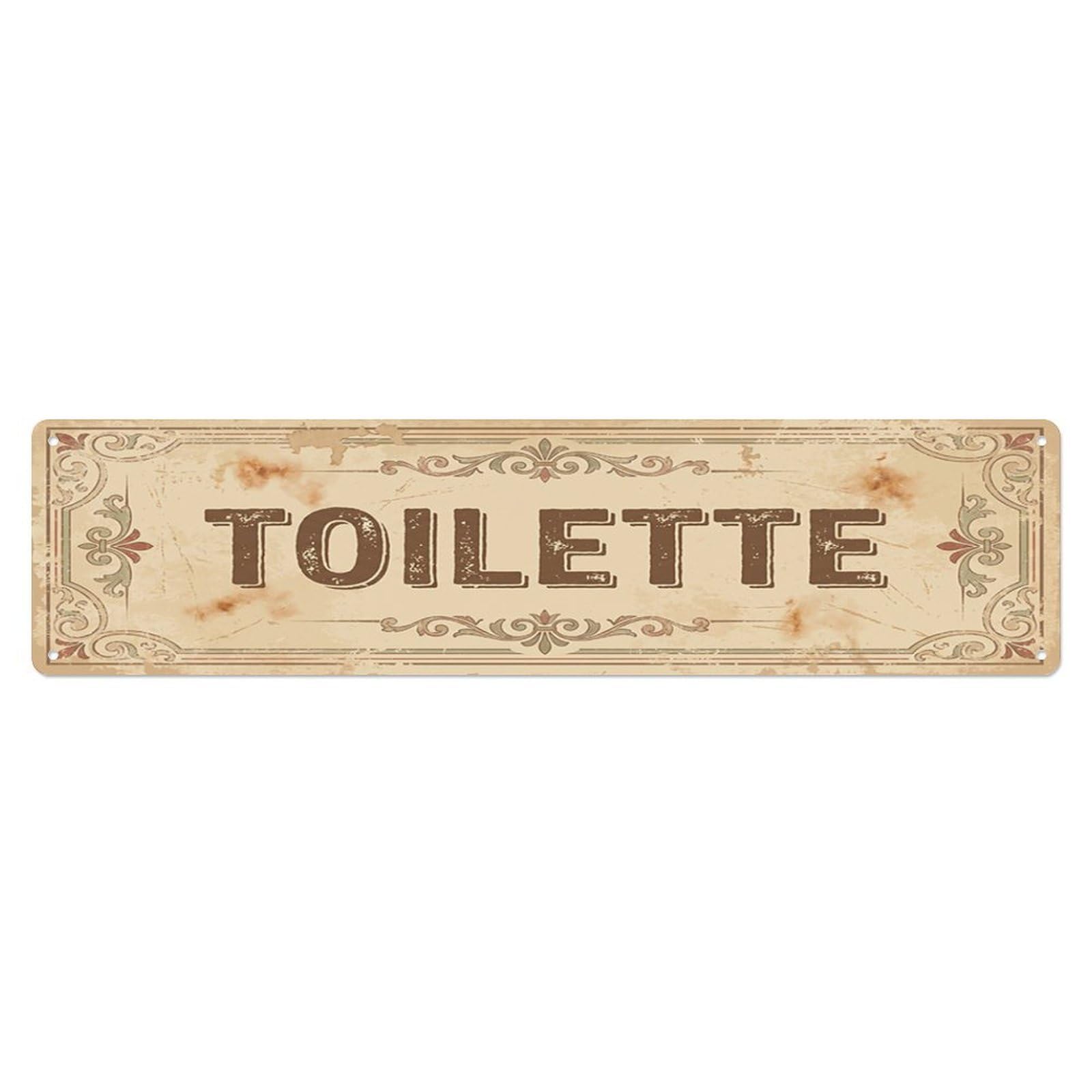 Shabby Warm Cottage Washroom Toilet(WC) Door Metal Tin Skinny Sign Plaque Wall Decor for Cafe, Club Bar, Office, Home Garden Metal Poster 4x16Inch