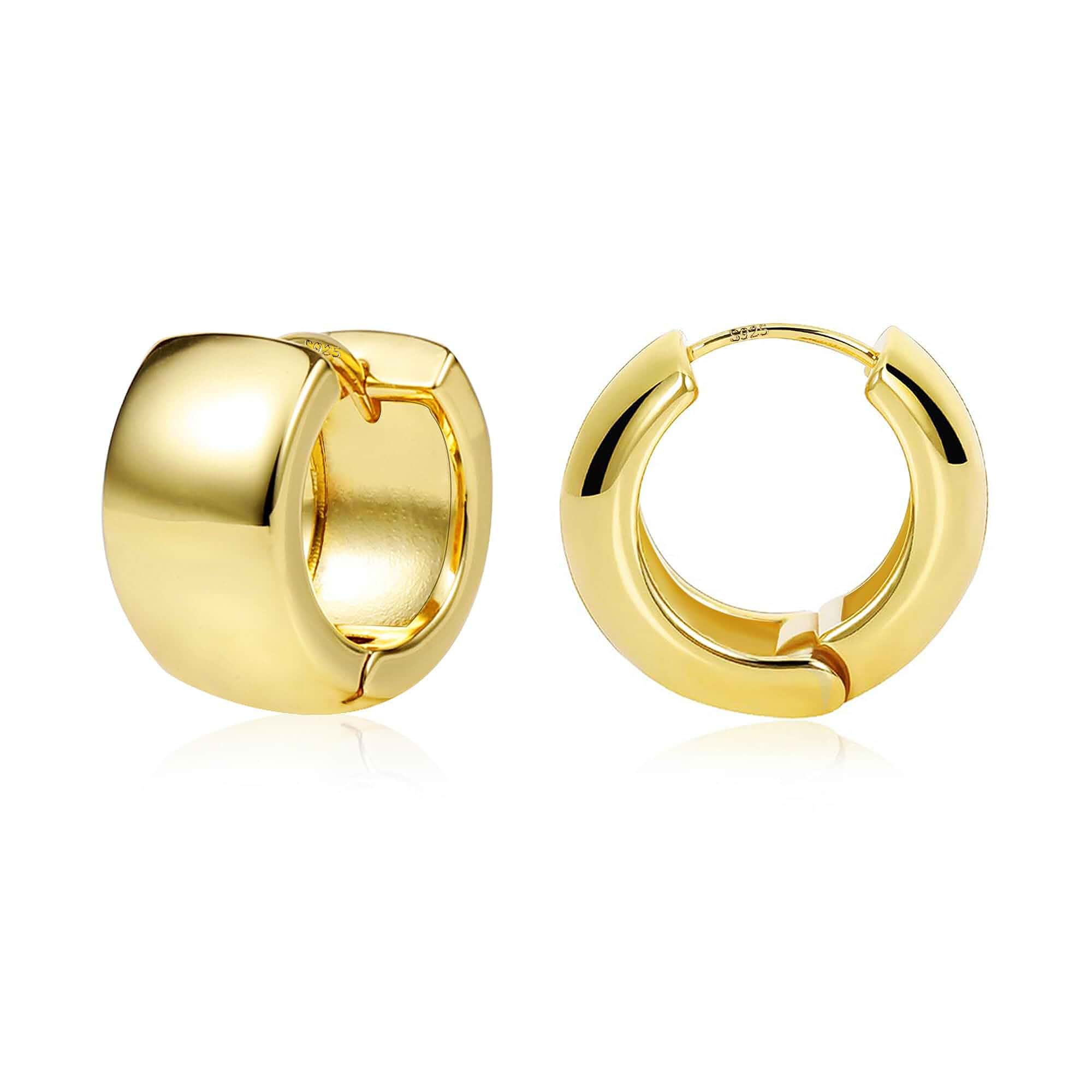 Chunky Hoop Earrings for Women Small Huggie Hoops Earrings Fashion Jewelry 14k Gold Plated Hypoallergenic Thick Gold Silver Hoop Earrings Trendy Jewelry Gift Box, Daily Wear