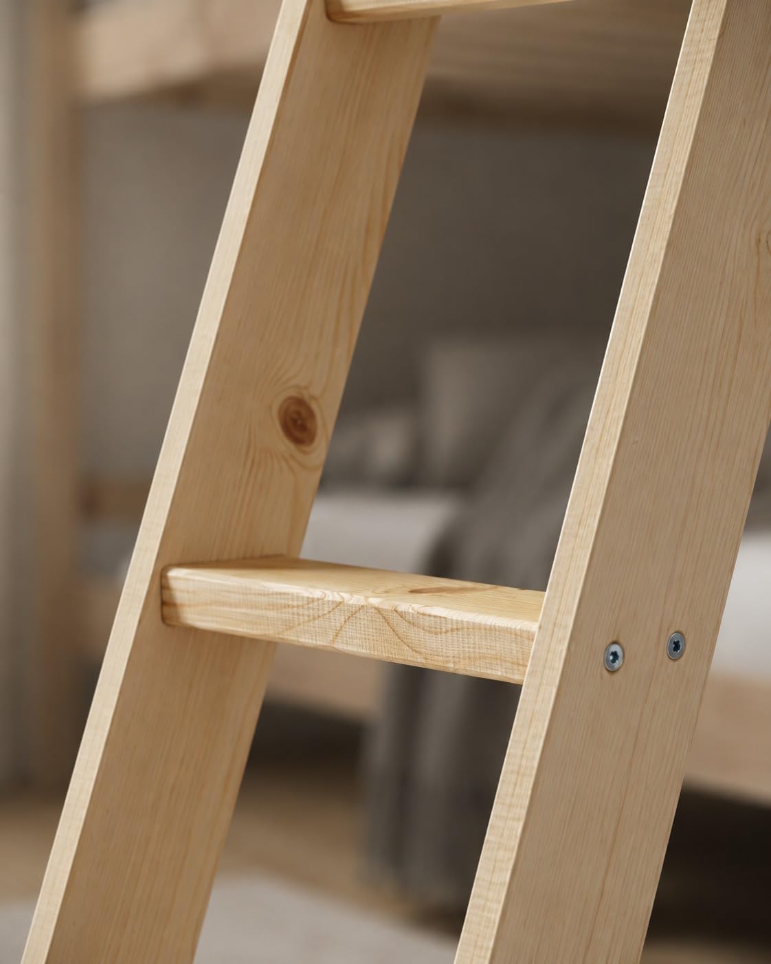 Escalera de cama litera de pino de Strictly Beds and Bunks - Escalera inclinada de repuesto para cama litera de pino macizo, natural, blanco, negro o gris (natural)