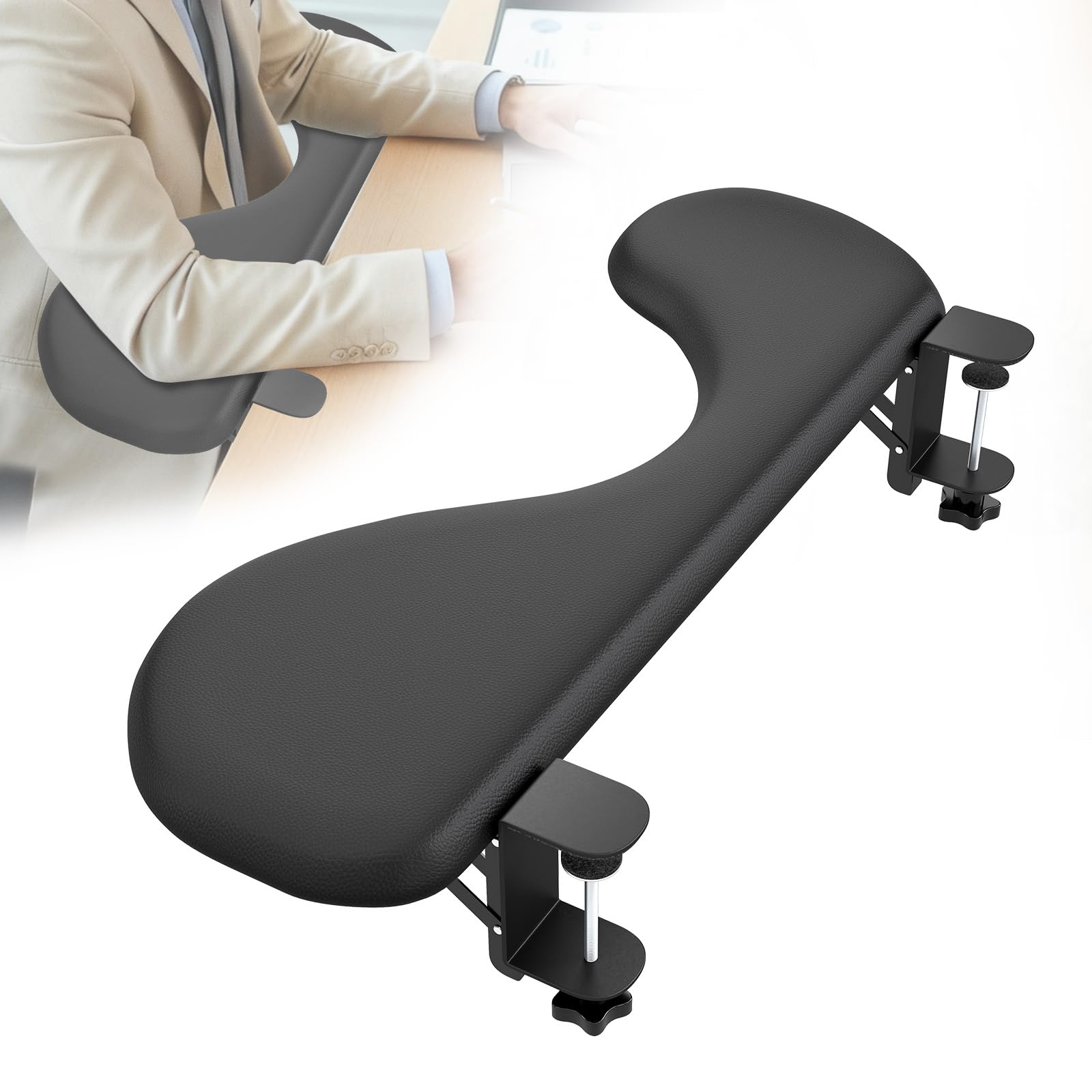 Foldable Desk Extender Tray,Comfortable Table Extension Pad,Ergonomic Arm Rest Wrist Rest Elbow Rest for Desk (Black)