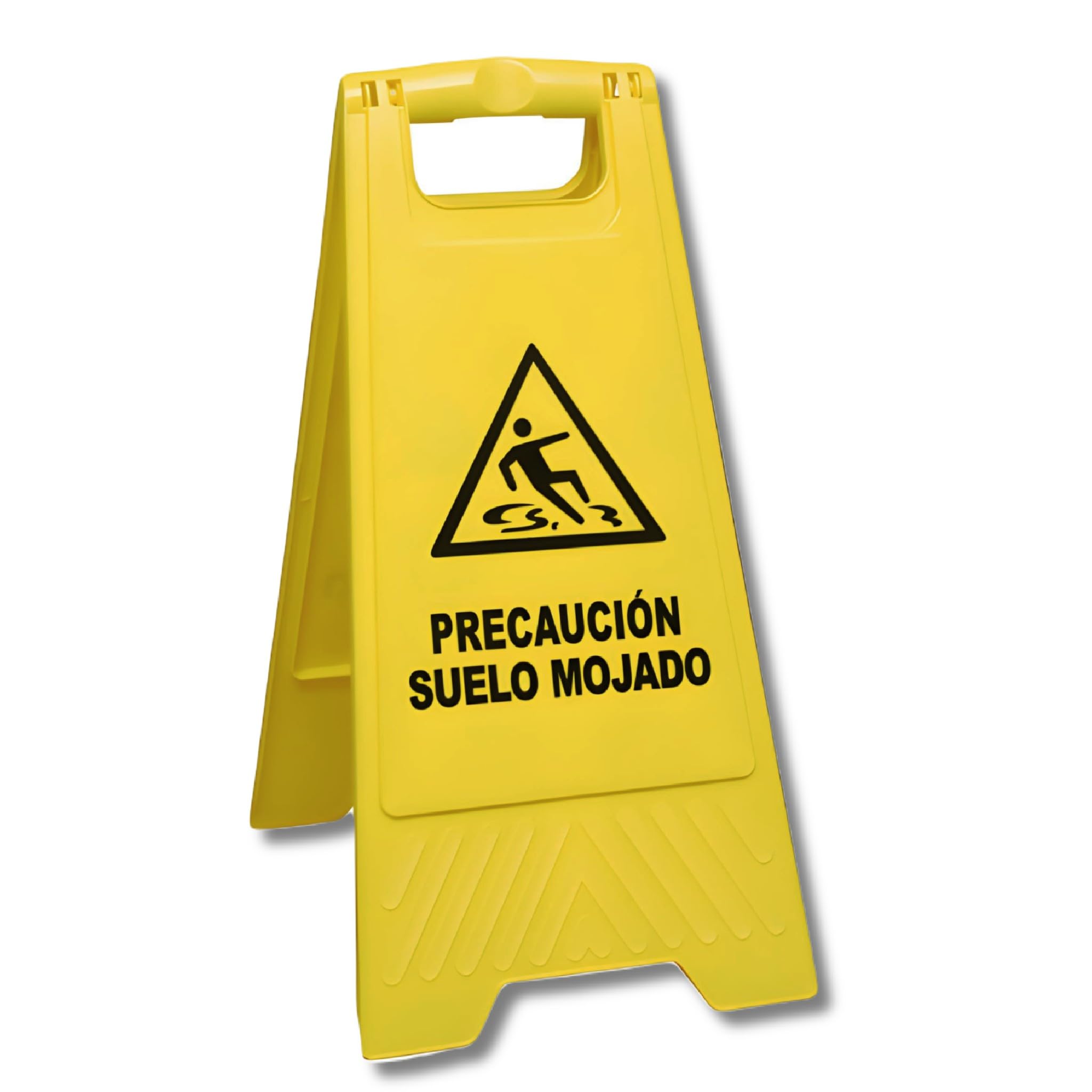 Bricoloco Cartel suelo mojado señal de advertencia y precaución de suelo resbaladizo. Colegios, hospitales, obras, portales, hostelería. Polipropileno 60x25 cms (6)