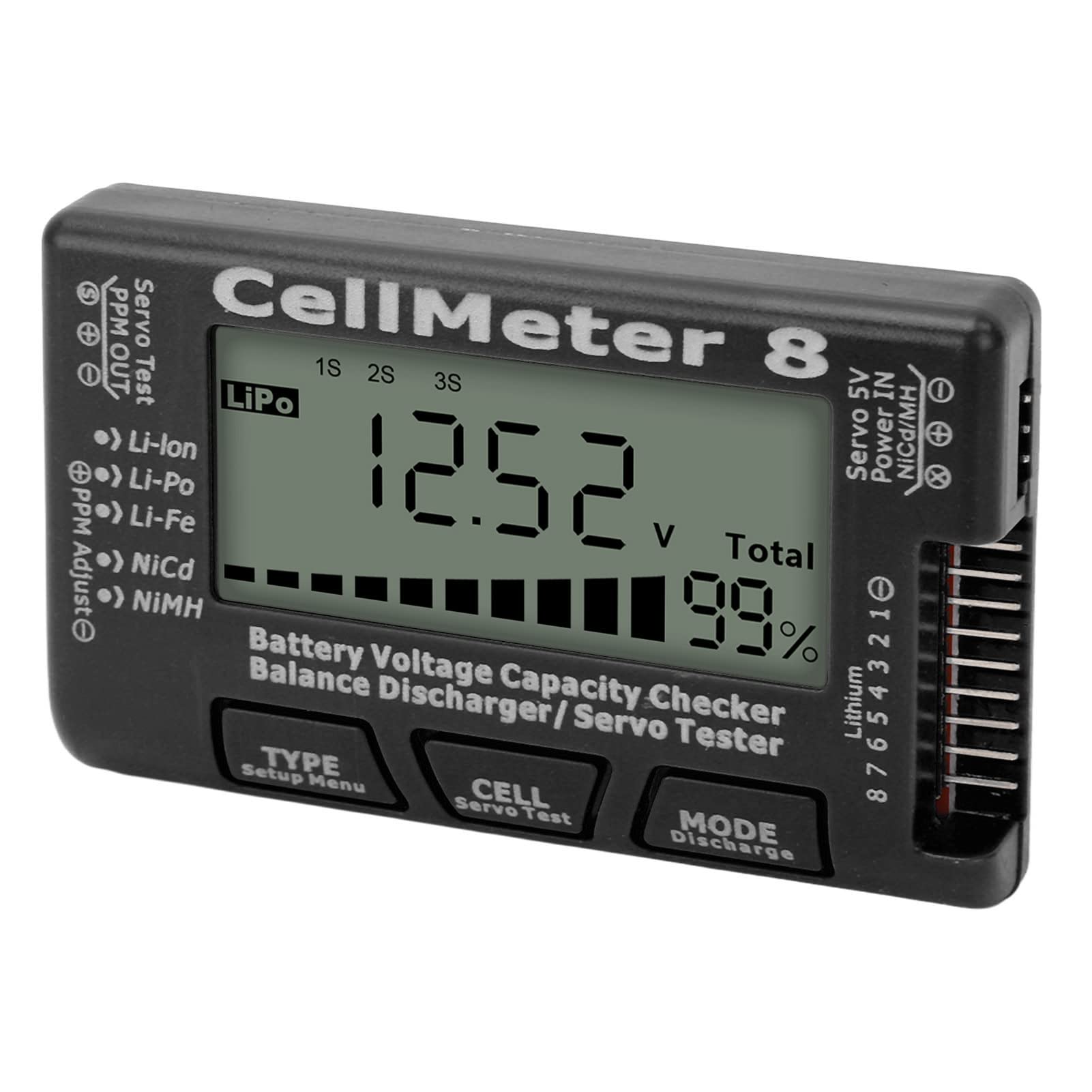 Digital Battery Capacity Checker Tester Detector Battery Balance Discharger Servo Tester Smart Battery RC Car Checker for LiPo(Black)