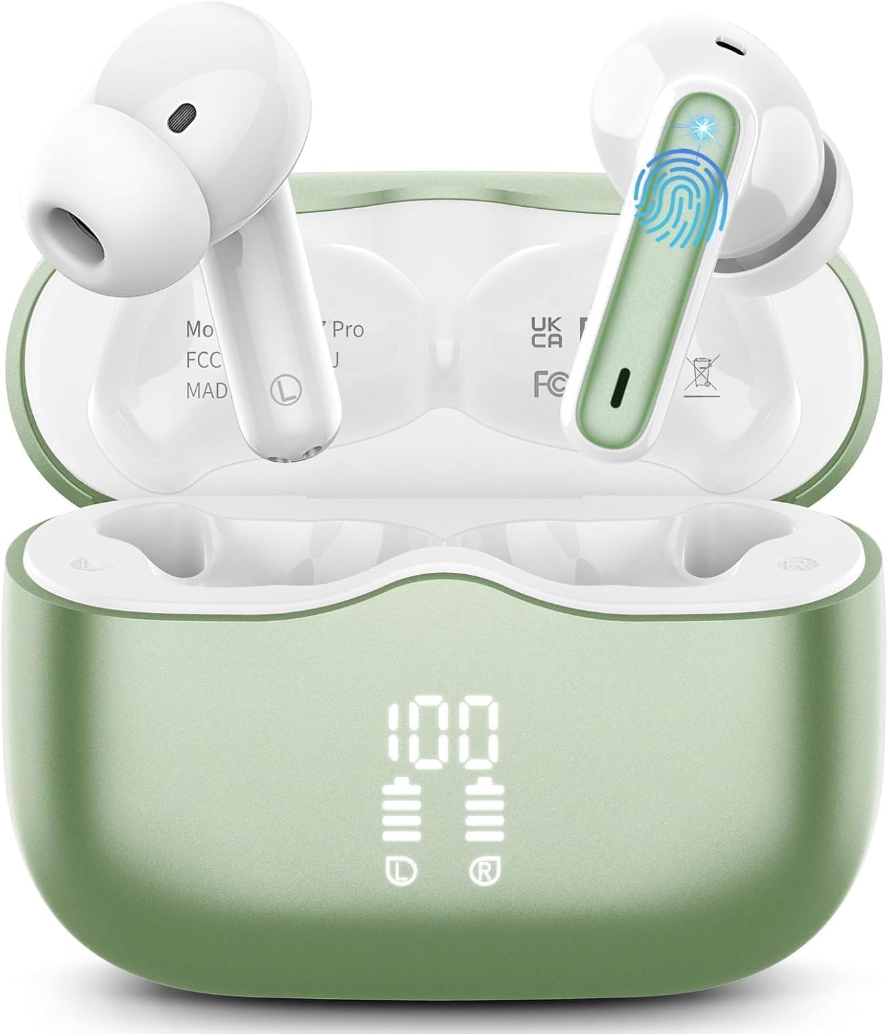 xinwld Auriculares Inalambricos Bluetooth, Auriculares Bluetooth 5.4 con 40H HiFi Estéreo, Cascos Inalambricos con Reducción, Pantalla LED, IP7 Impermeable, Carga Rápida, Ajuste Cómodo, Rosa