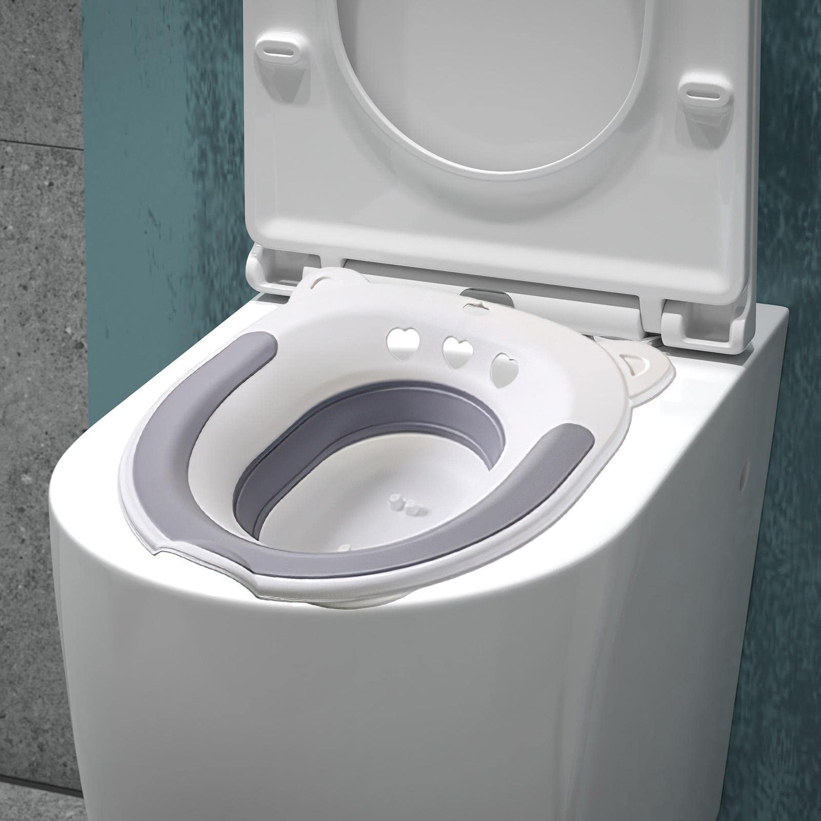 Semicupio per le emorroidi,Bagno Sitz Emorroidi Pieghevole, Si Siede Vasca Da Bagno Per Un Sollievo Lenitivo - Con Flusher, Sits Bath Pan si adatta alla maggior parte dei WC, WC da bagno Sitz Rianpesn