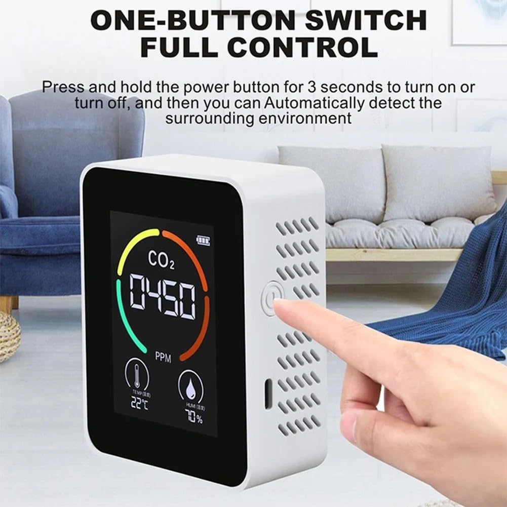Moniteur de qualité de l'air et de l'humidité 3 en 1 400-5000 ppm Détecteur de dioxyde de carbone avec écran LCD pour maison, tente de culture, cave à vin, voiture