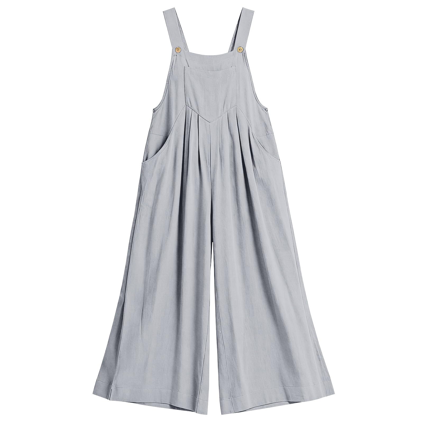 Latzhose Damen Sommer Baumwolle Jumpsuit Ärmellos Breites Bein Overall