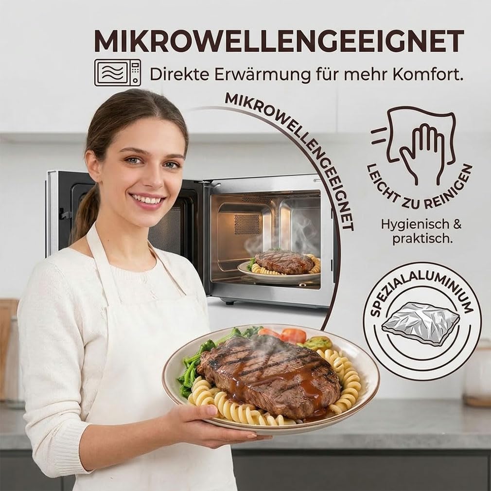 Alufolie Isolierhaube mit Gummiband 50/100/200 Stück Abdeckhaube,Alufolie Isolierhaube für Schüsseln. elastischem runden Gummizug zur Speisenabdeckung. (50Stück)
