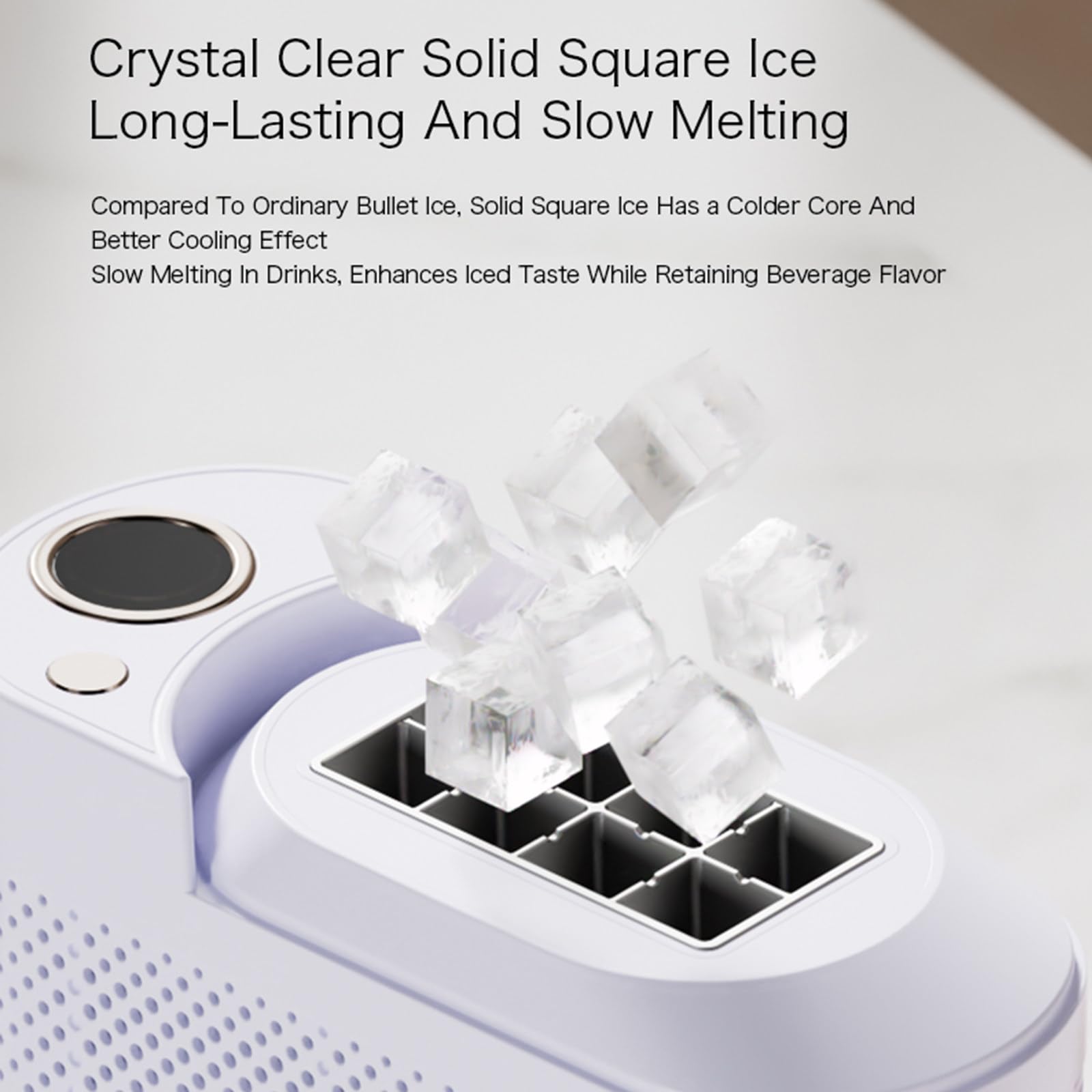 Mini Ice Maker Machine for Home Use Makes Cubes in 10 Minutes, Dual Ice-Making Modes, Electric Ice Dispenser for Home Kitchen Office Bar Party, Including Car Power Cord,CreamWhite on Fridge.com