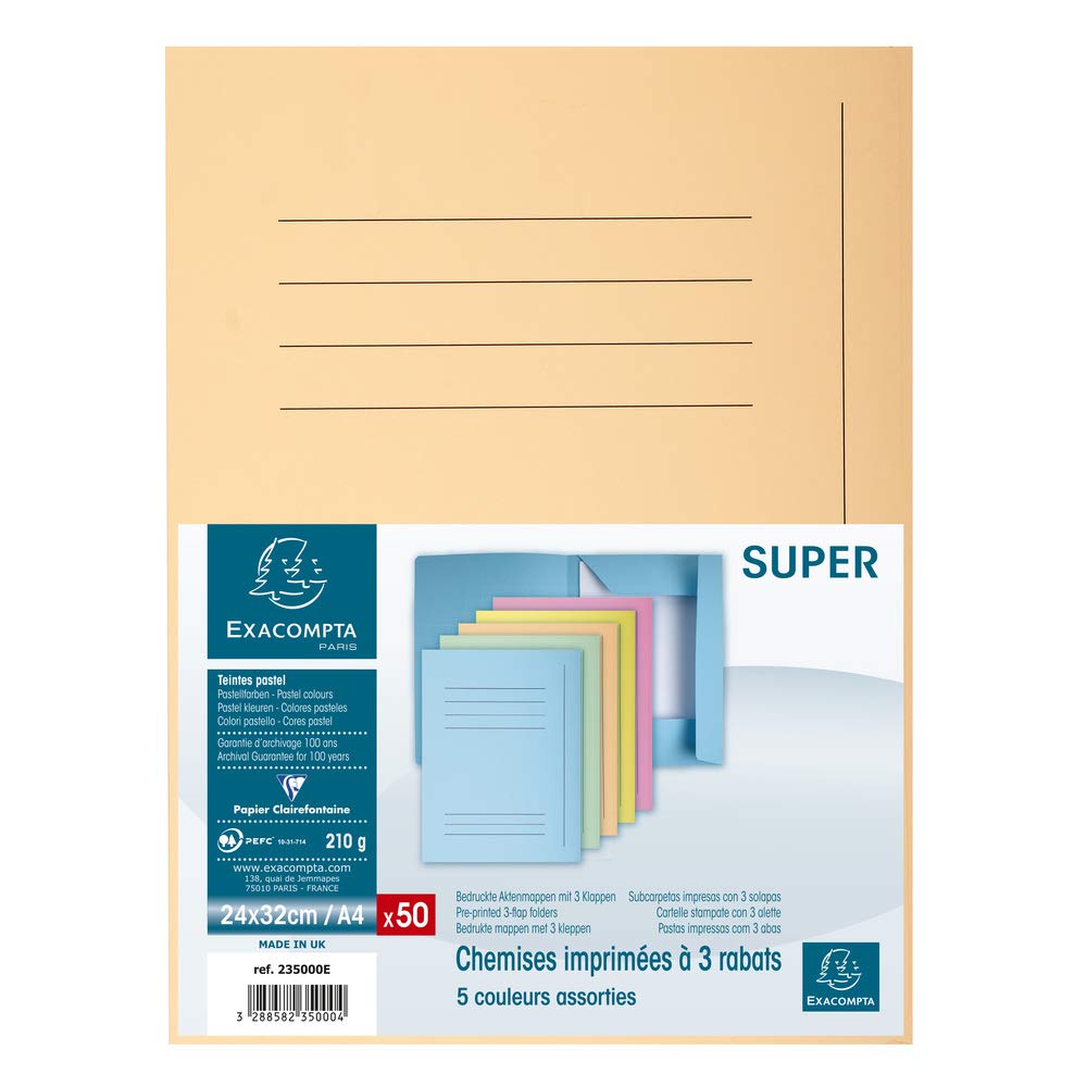 Exacompta 50 sztywnych teczek z nadrukiem Super PEFC™ mix