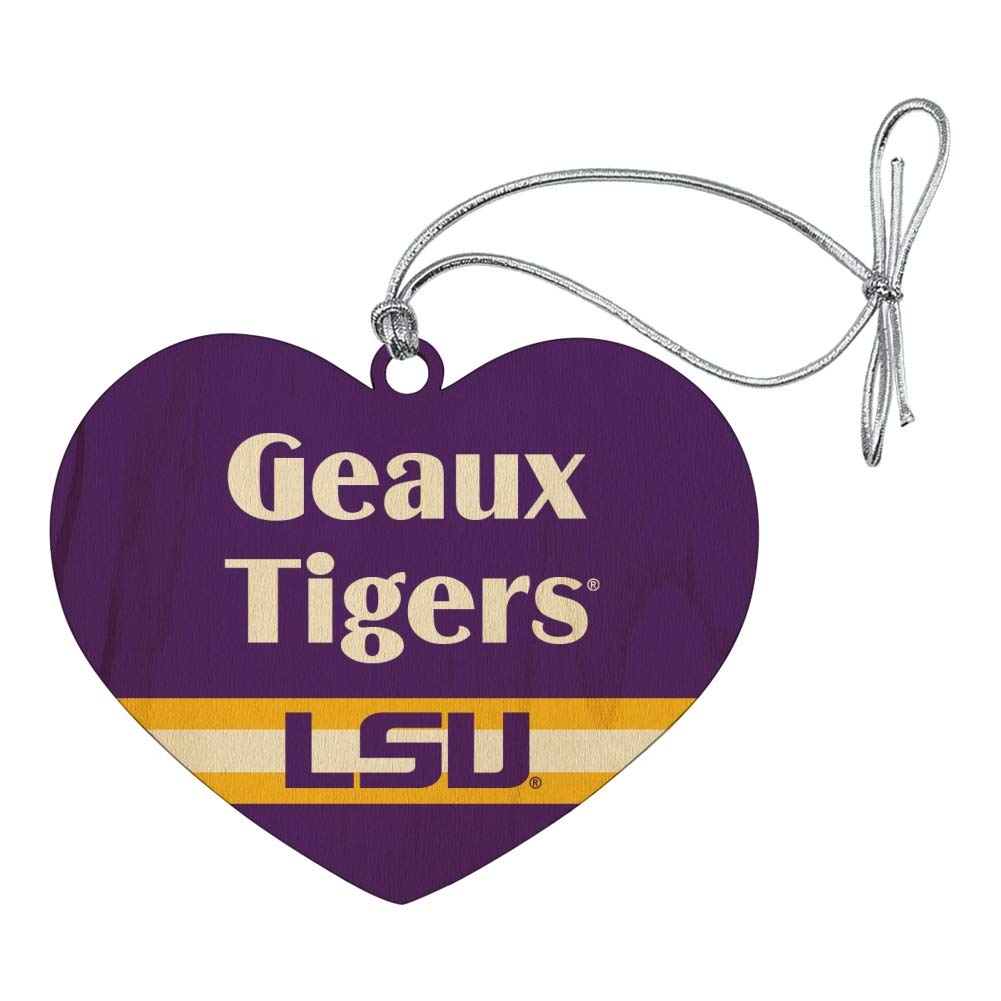 GRAPHICS & MORE Geaux Tigers LSU Heart Love Wood Christmas Tree Holiday Ornament