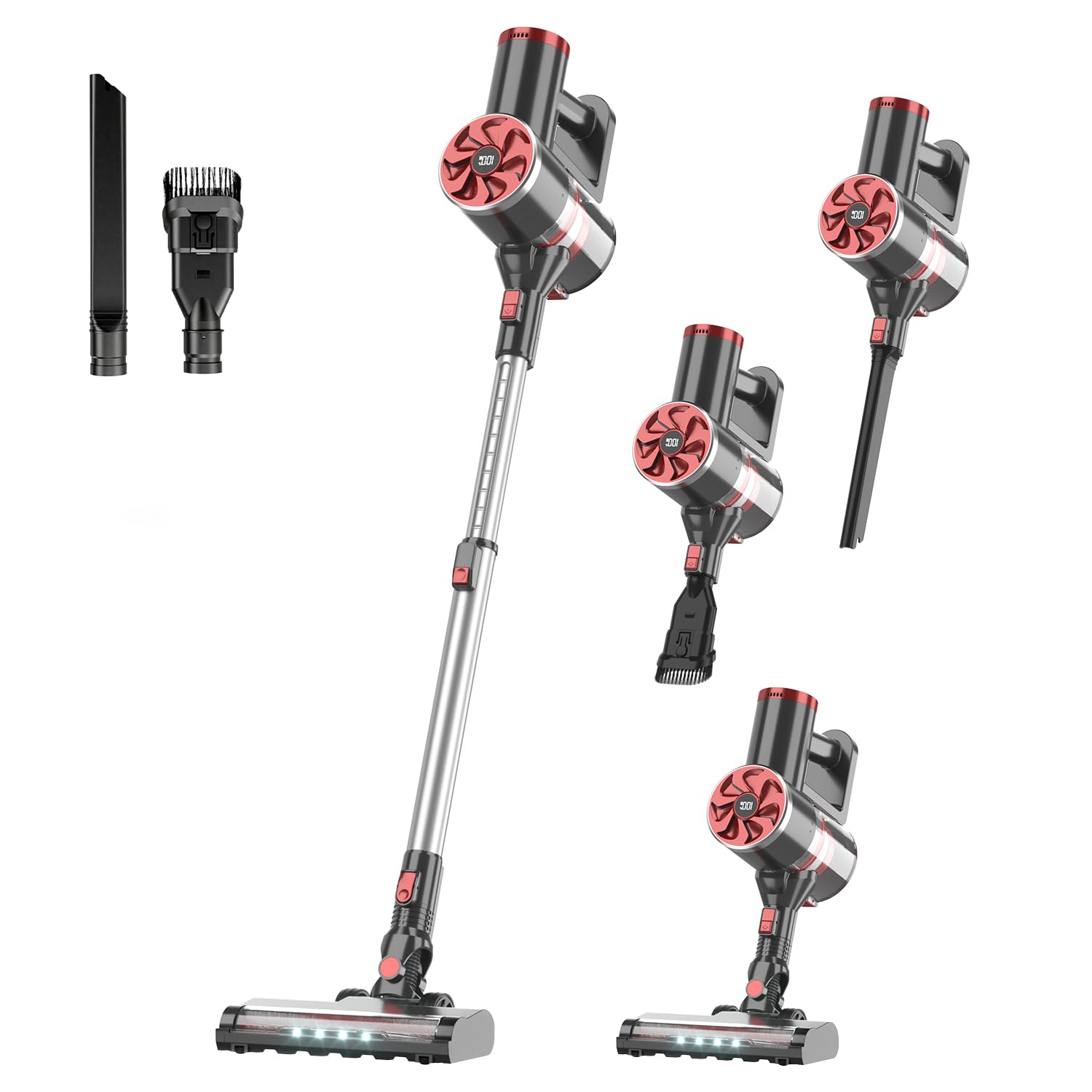 VIPSUN Cordless Vacuum Cleaner, 40Kpa Powerful Suction Stick Vacuum with Smart LED Display, 40Min Long Runtime Brushless Motor, Self-Standing Lightweight Vacuum for Hardwood Floor Carpet Pet Hair