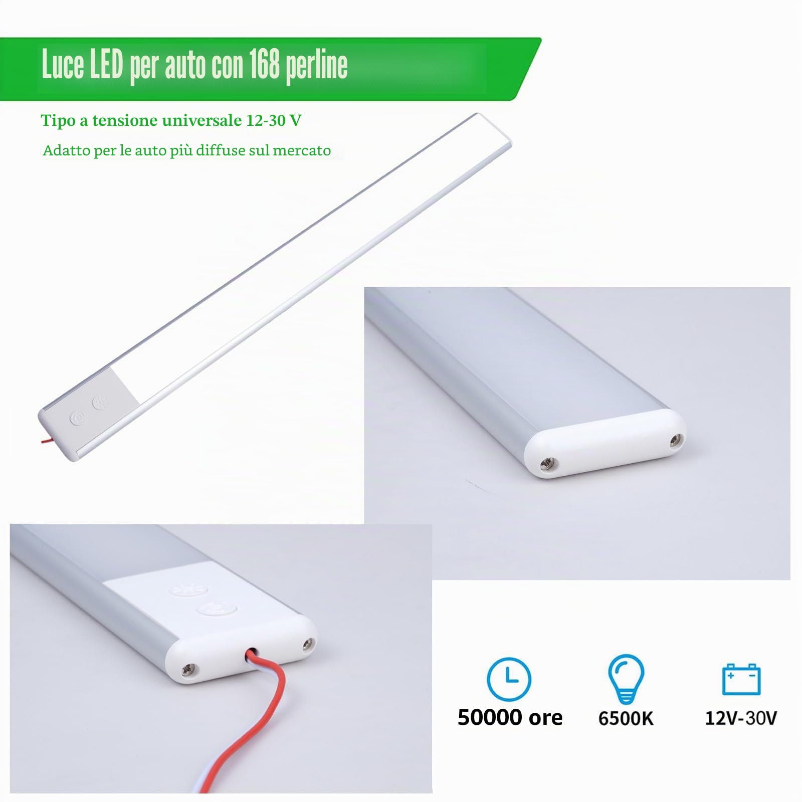 Plafoniera LED 12v per Camper, Dimmerabile 10w, 168 LEDs, 3 Colori, Barra LED 12v, Luci da Tetto, con Interruttore di Memoria, Luci per DC 12-24v Auto Camion Camper Campeggio Caravan Barca