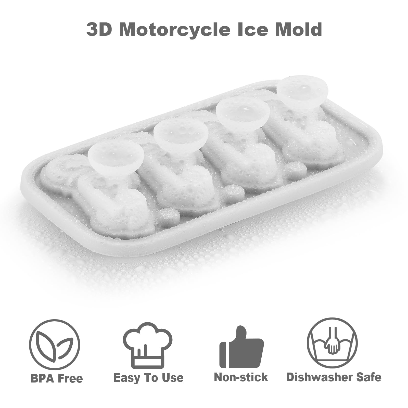 Nax Caki Bandeja de cubitos de hielo 3D para motocicleta, molde grande de silicona con formas divertidas para whisky, cócteles, bourbon, regalos de motocicleta para hombres, regalos de calcetín de