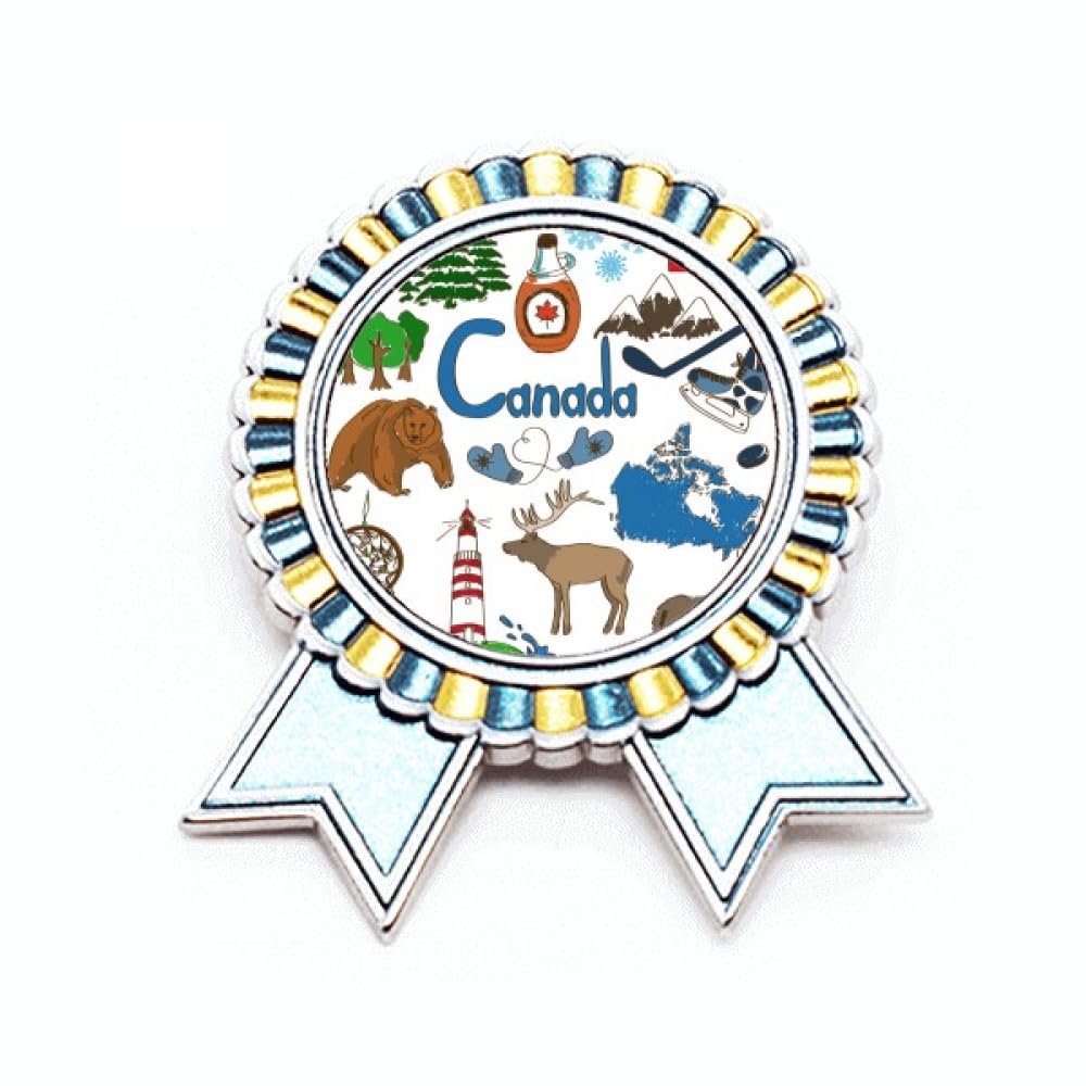 Broche drapeau Canada motif animaux médaille prix métal taille M - 4