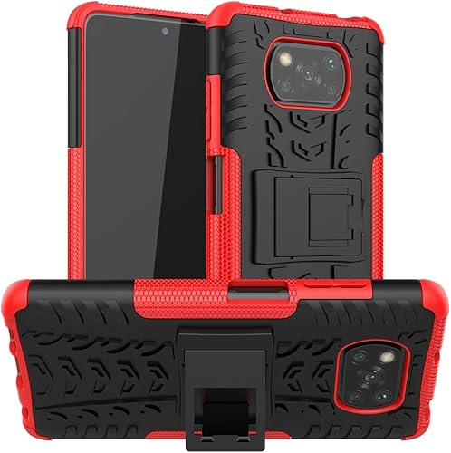 Caso a prueba de golpes sin marca para Xiaomi Poco X3, funda híbrida para Xiaomi Poco X3, protección de doble capa cubierta rígida con soporte para