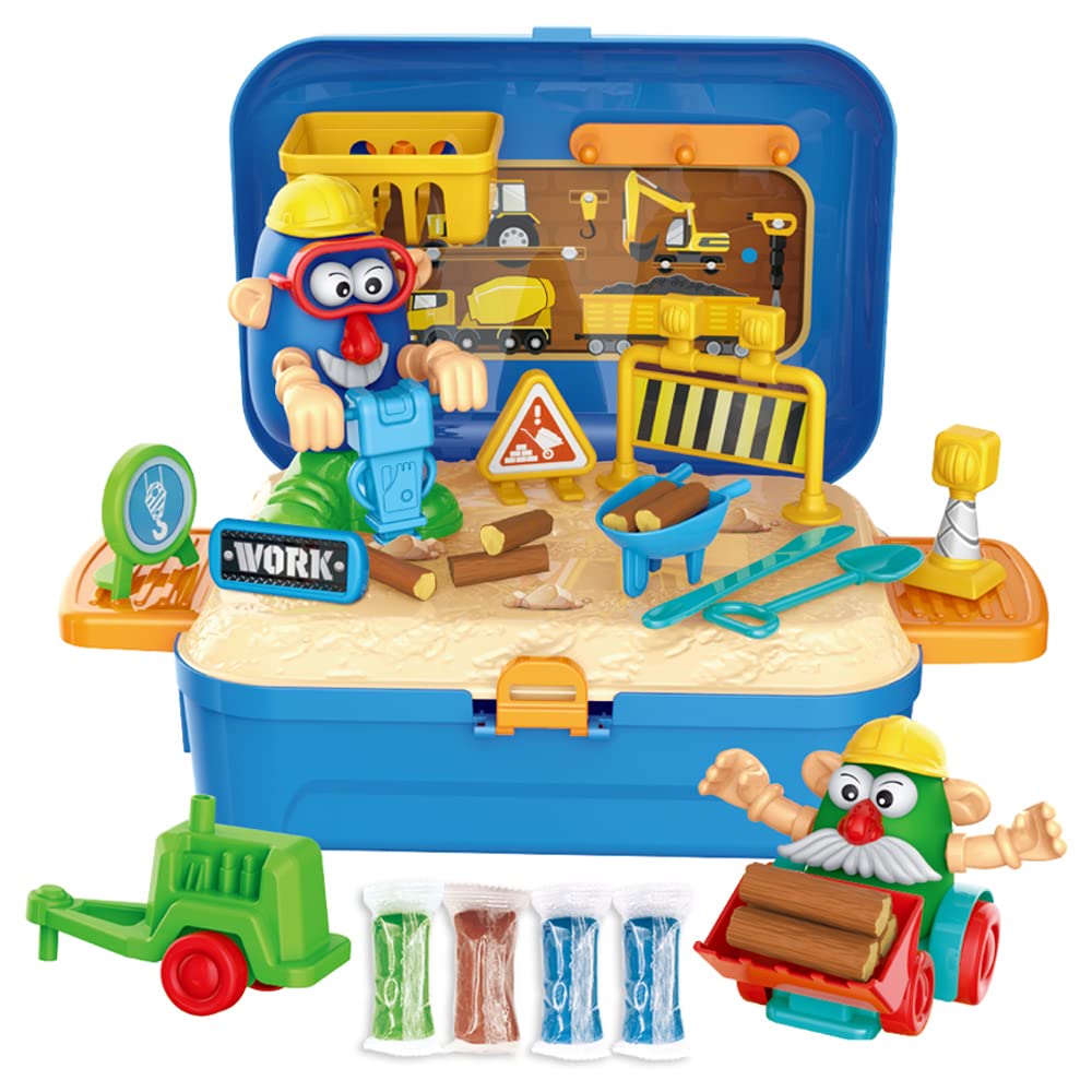 Little StoryROLE PLAY ENGINEERING/CONSTRUCTION SITE BOX WITH DOUGH BACKPACK (42 Pcs) - Blue