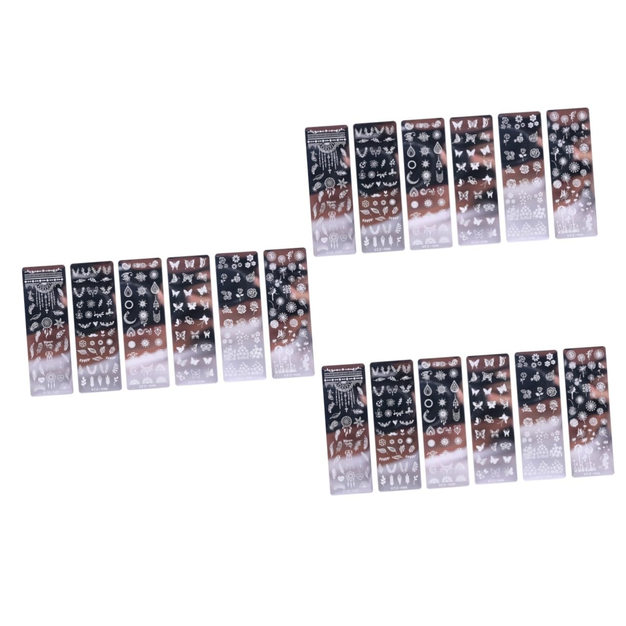 3 Set Piastre Per Stamping Unghie Inossidabile Con Floreali E Farfalle Strumenti Per Nail Art Per Design E Creativo 6 Pezzi*3