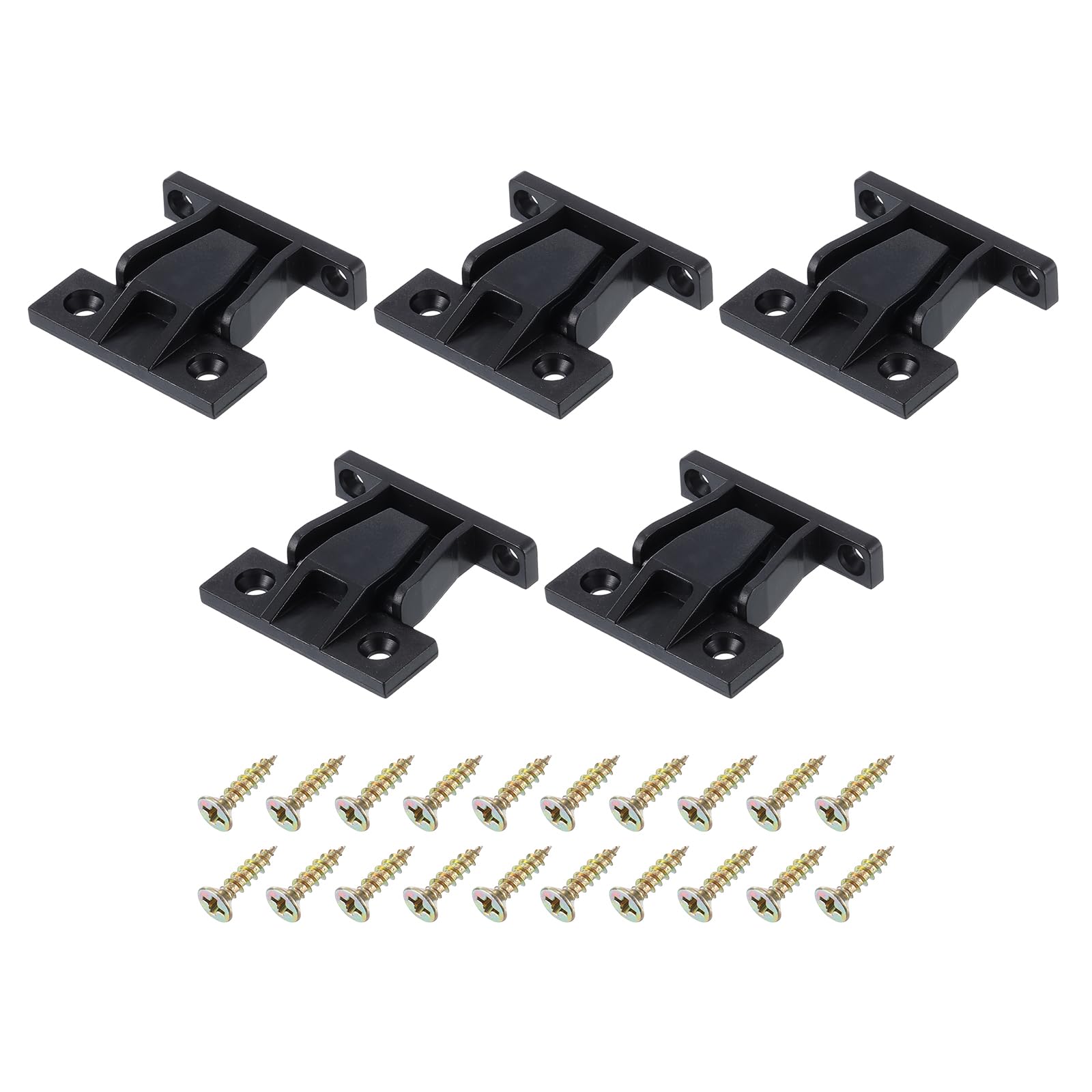 sourcing map 5 PCS Plastic Fitting Furniture Panel, Joint Bracket, Push-On Clips Corner Buckle with Screws for Cabinet Roman Column Connection, Black