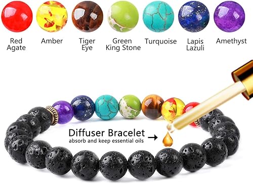 Miniatura 3 de Pulsera de 7 chakras, pulsera de 7 chakras, amor supremo, religión curativa piedras reales pulseras de yoga y reiki, Gema Piedra, Ágata