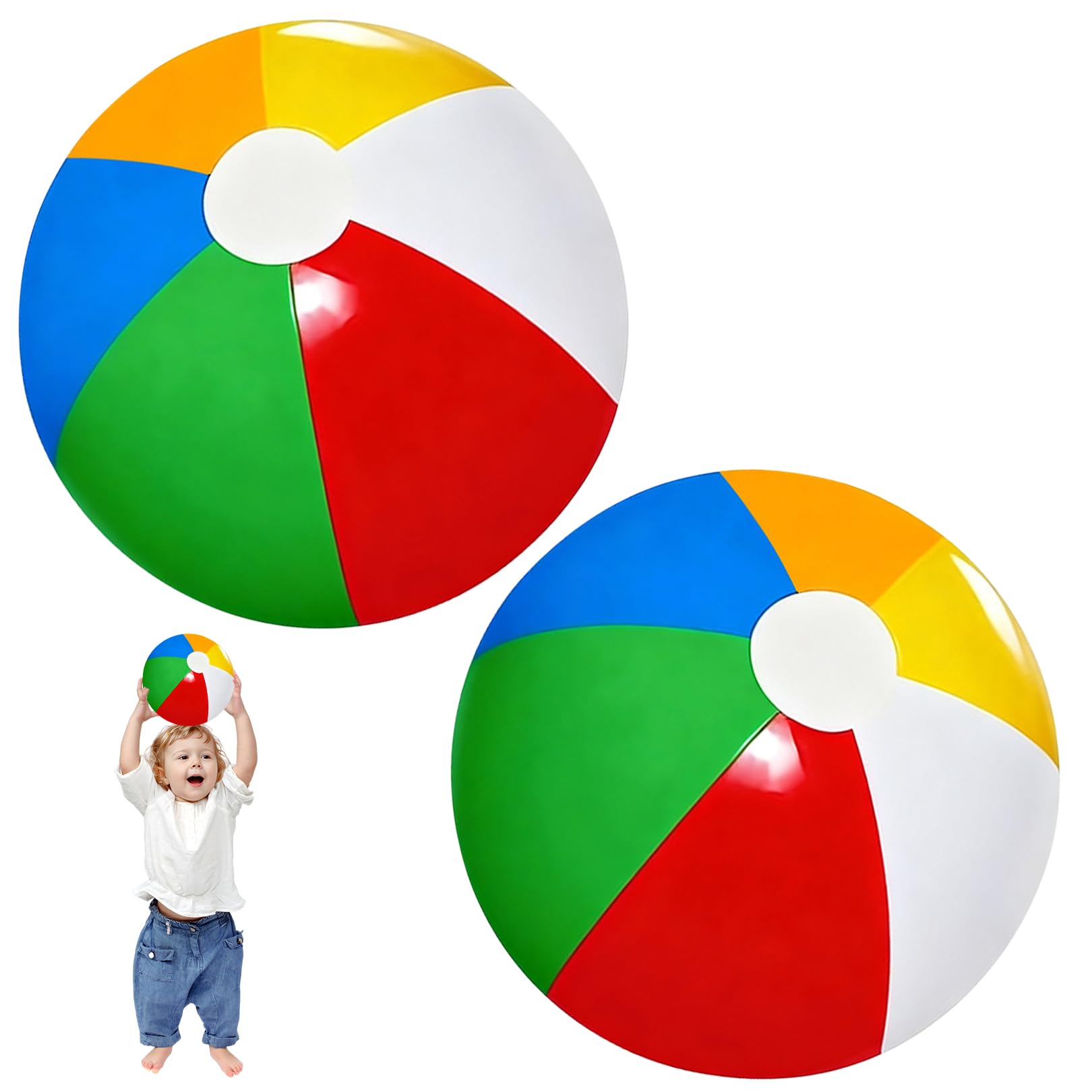 Lot de 2 ballons de water-ball, gonflables, jouets de piscine, ballons de plage, 40 cm, pour bébé