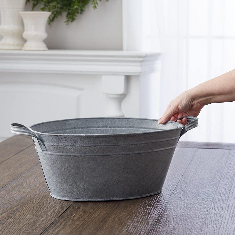 Factory Direct Craft Rustic Weathered Metal Oval Tub | 1 Piece for Holiday, Seasonal Crafting, Decorating and Displaying